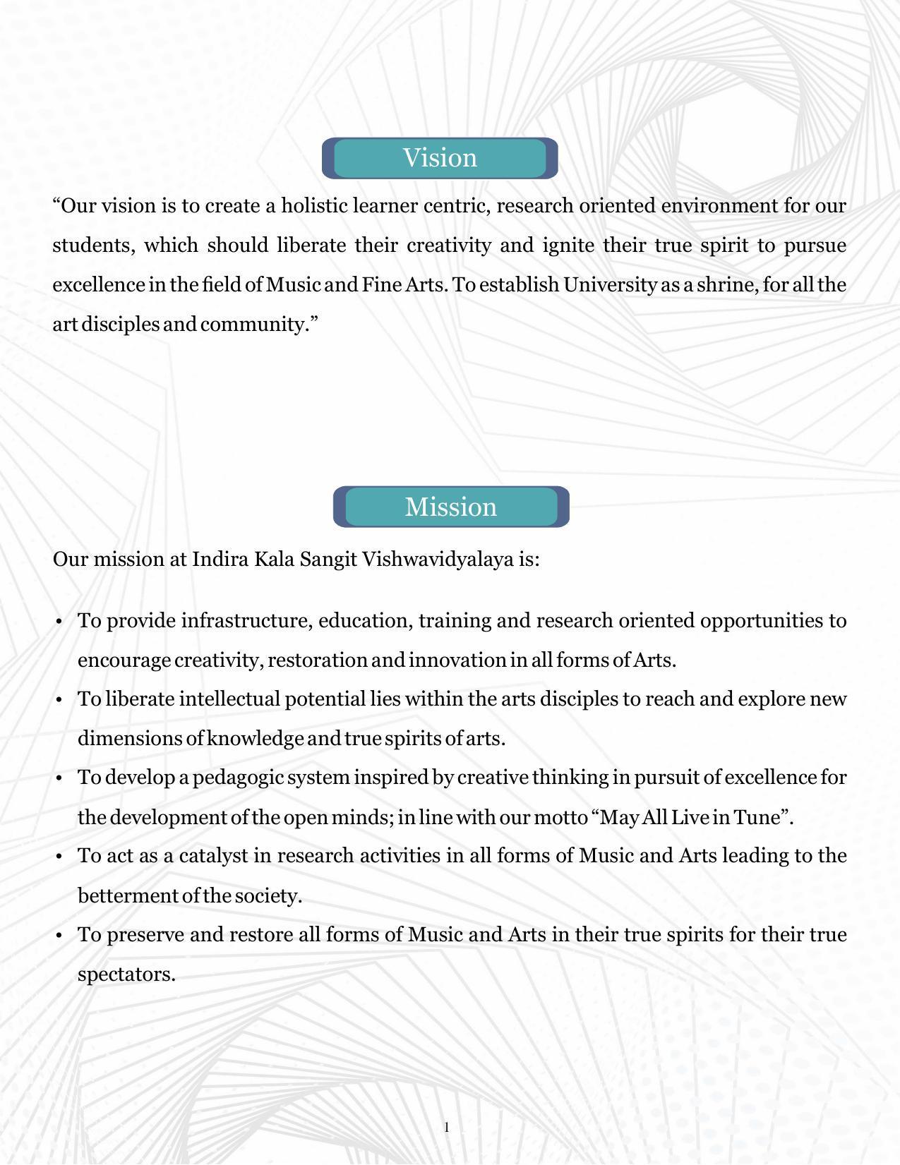 Indira Kala Sangit Vishwavidyalay (University) (IKSVV), Khairagarh 2021-22 (prospectus) - Page 5