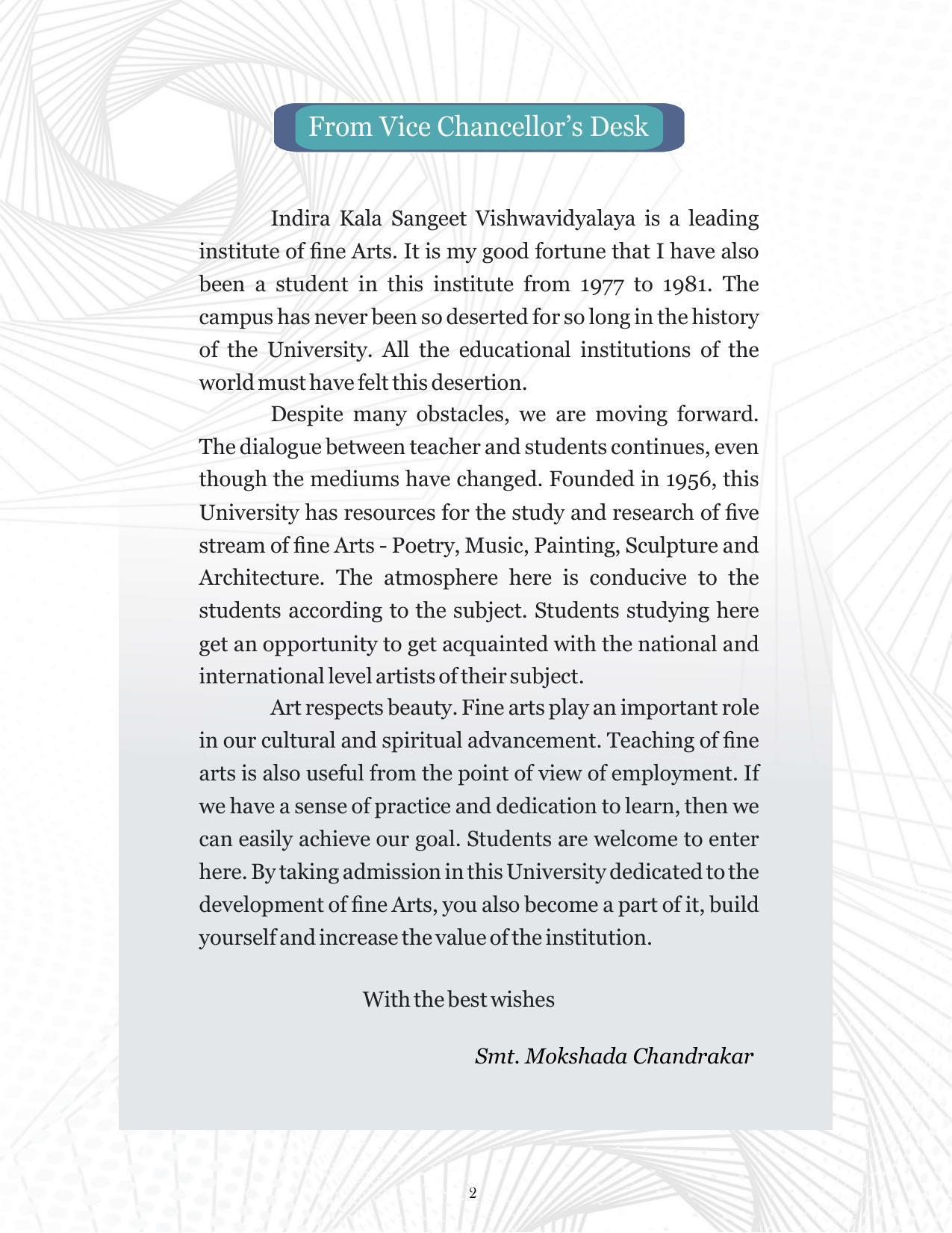 Indira Kala Sangit Vishwavidyalay (University) (IKSVV), Khairagarh 2021-22 (prospectus) - Page 6