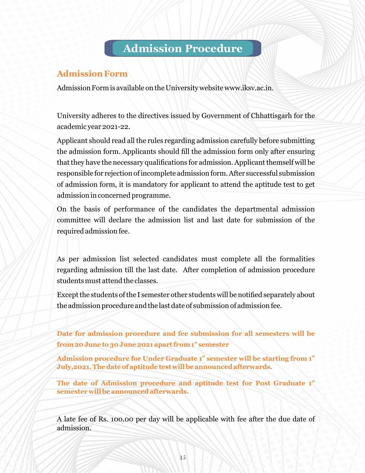 Indira Kala Sangit Vishwavidyalay (University) (IKSVV), Khairagarh 2021-22 (prospectus) - Page 19