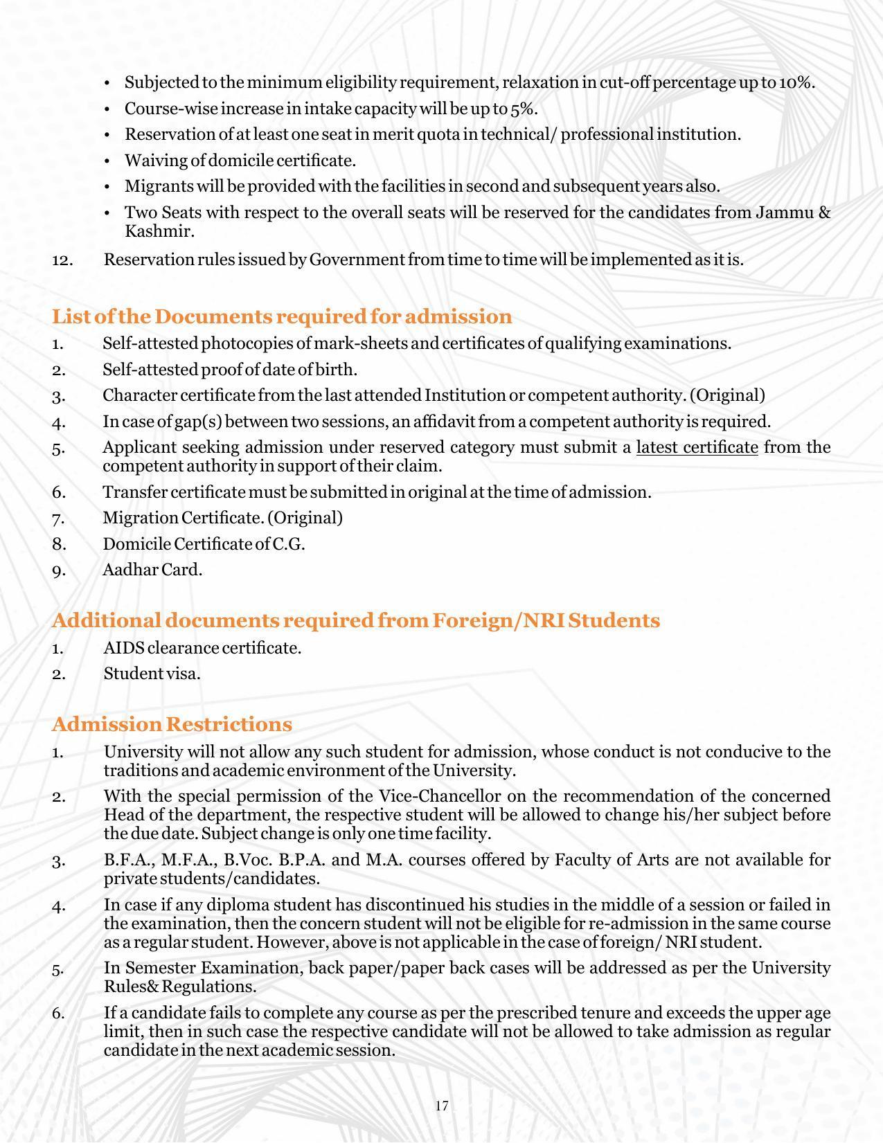 Indira Kala Sangit Vishwavidyalay (University) (IKSVV), Khairagarh 2021-22 (prospectus) - Page 21