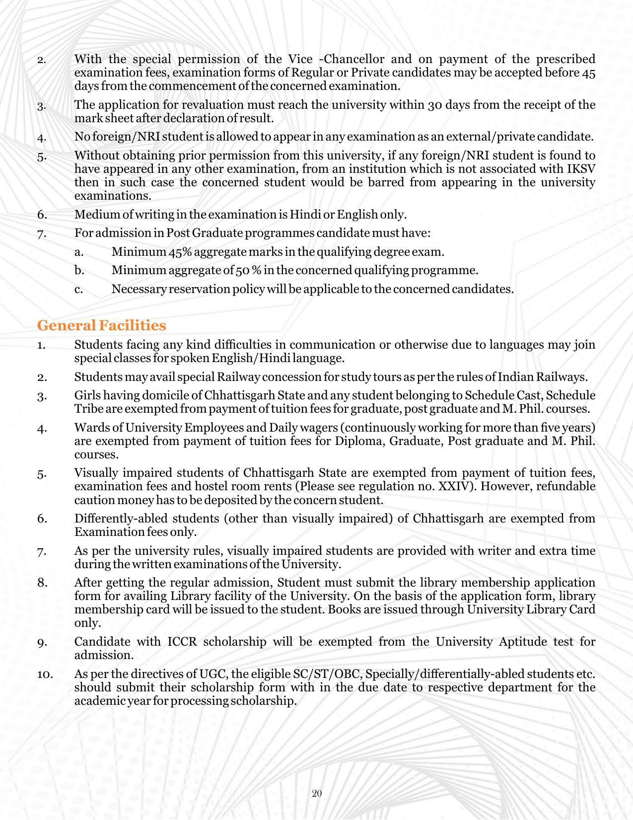 Indira Kala Sangit Vishwavidyalay (University) (IKSVV), Khairagarh 2021-22 (prospectus) - Page 24