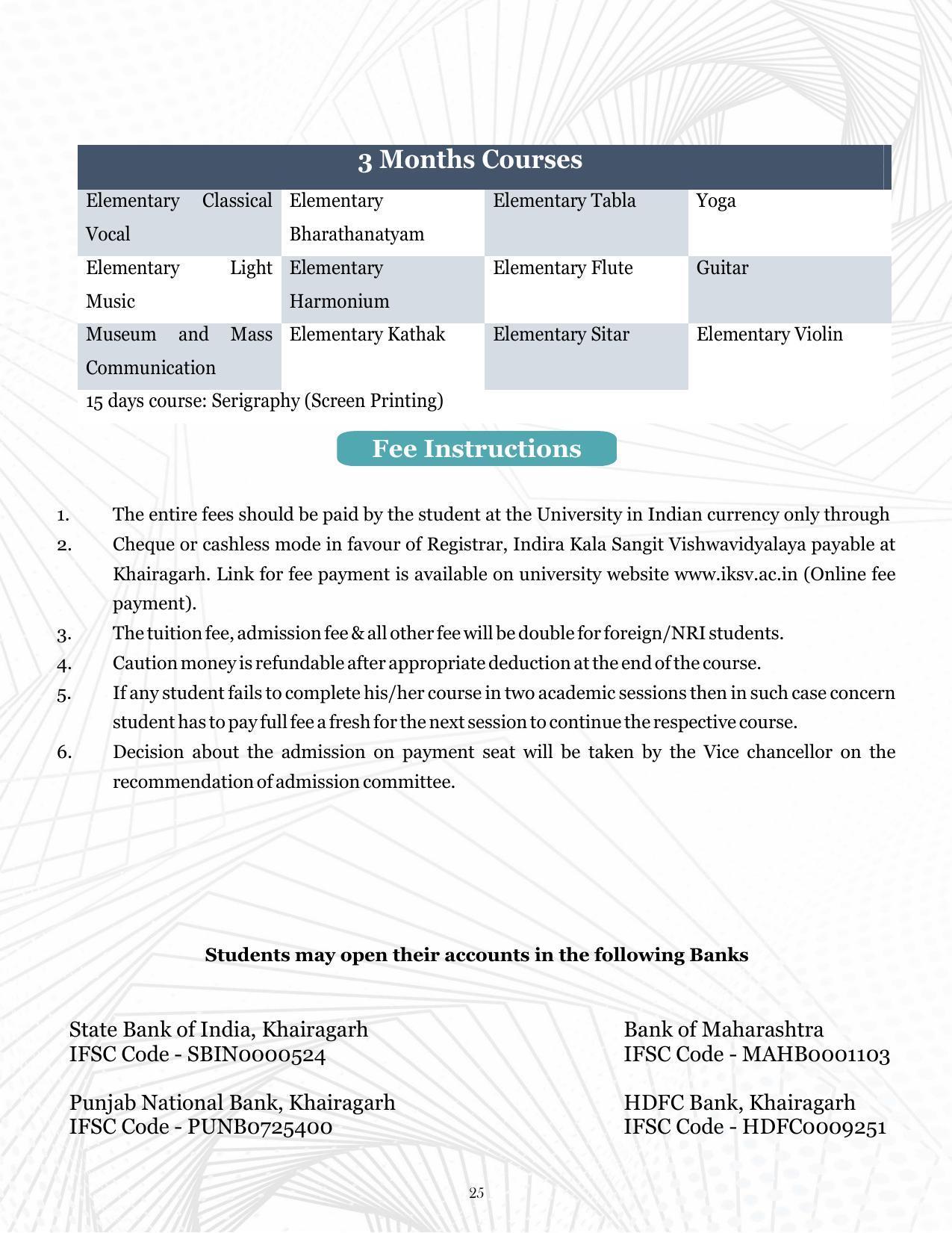 Indira Kala Sangit Vishwavidyalay (University) (IKSVV), Khairagarh 2021-22 (prospectus) - Page 29