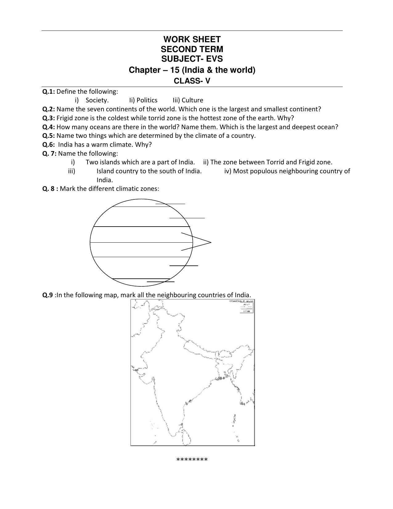 Worksheet for Class 5 Environmental Studies Houses Assignment - Page 1