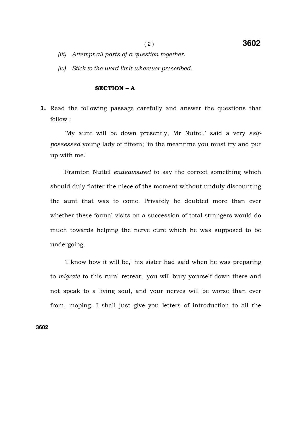 Haryana Board HBSE Class 12 English (Elective) 2018 Question Paper - Page 2