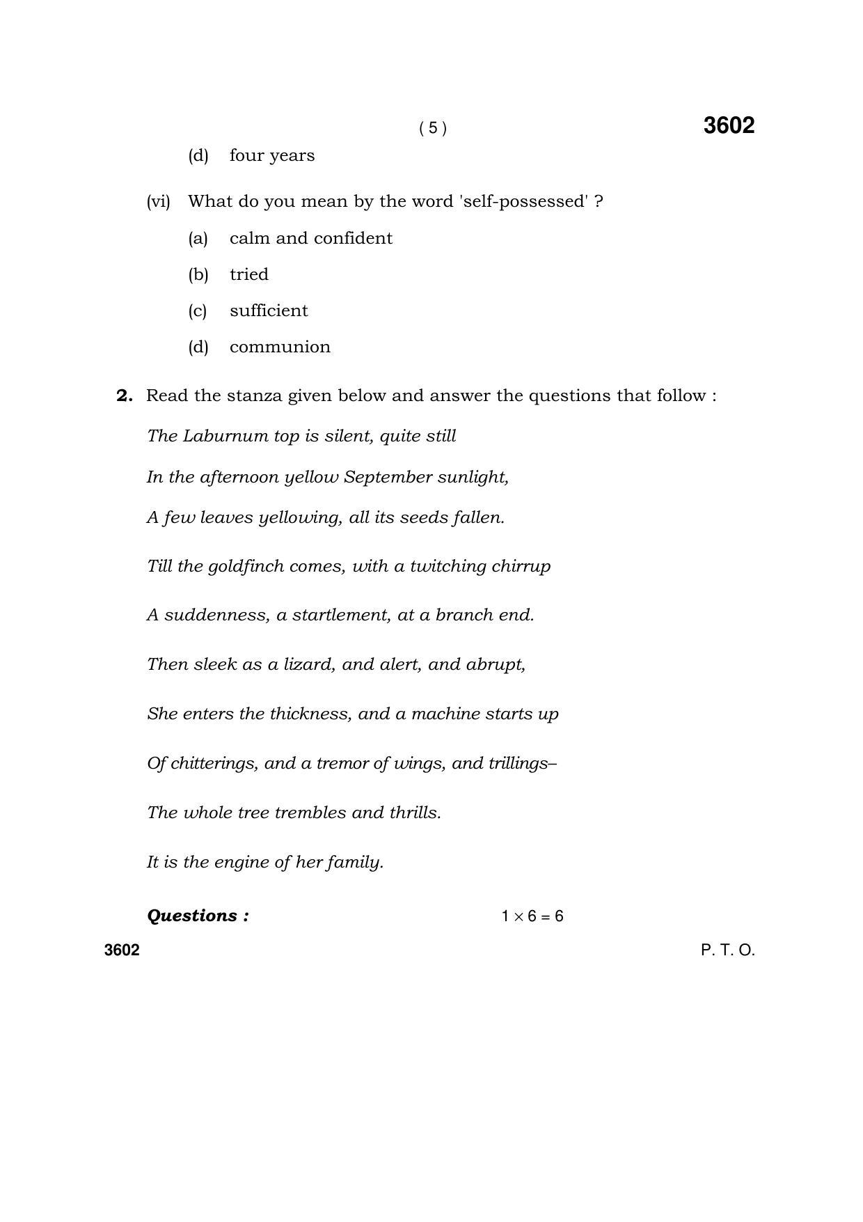 Haryana Board HBSE Class 12 English (Elective) 2018 Question Paper - Page 5