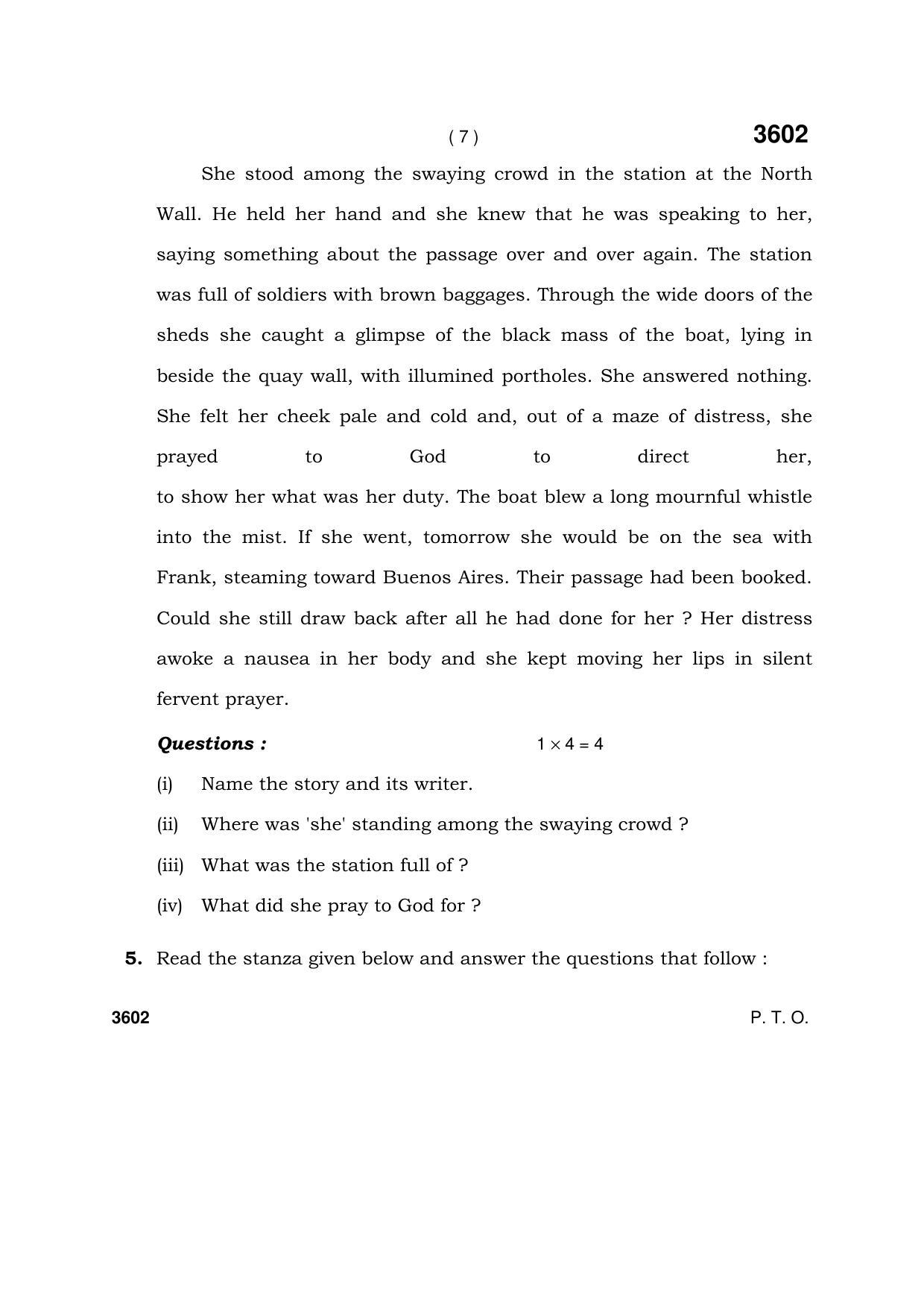 Haryana Board HBSE Class 12 English (Elective) 2018 Question Paper - Page 7