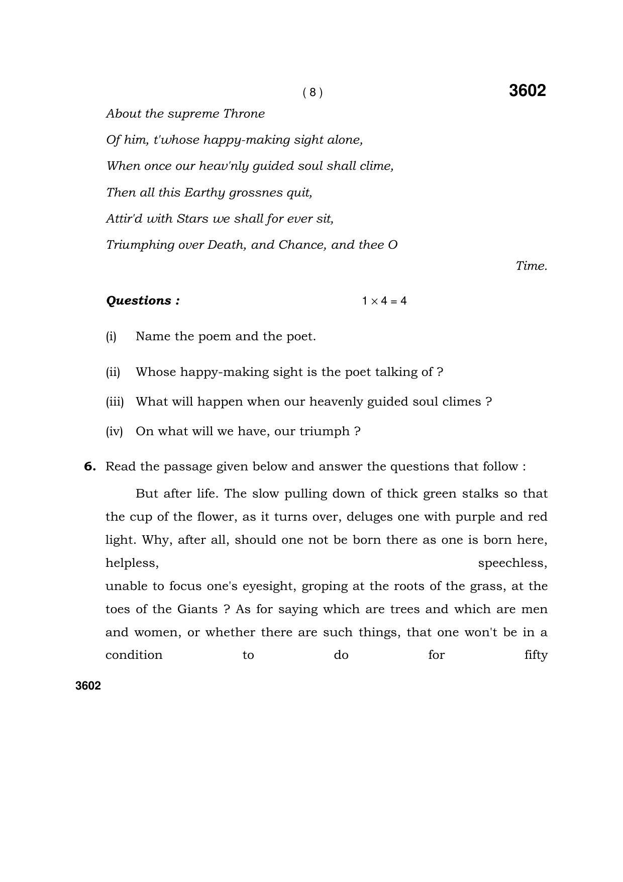 Haryana Board HBSE Class 12 English (Elective) 2018 Question Paper - Page 8