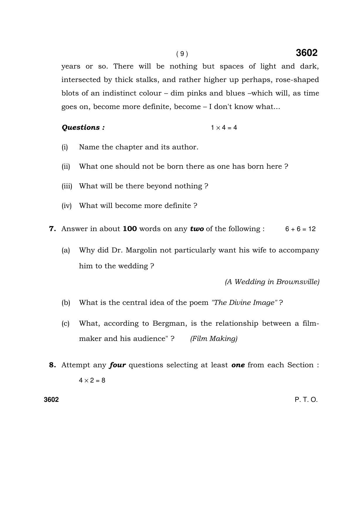 Haryana Board HBSE Class 12 English (Elective) 2018 Question Paper - Page 9