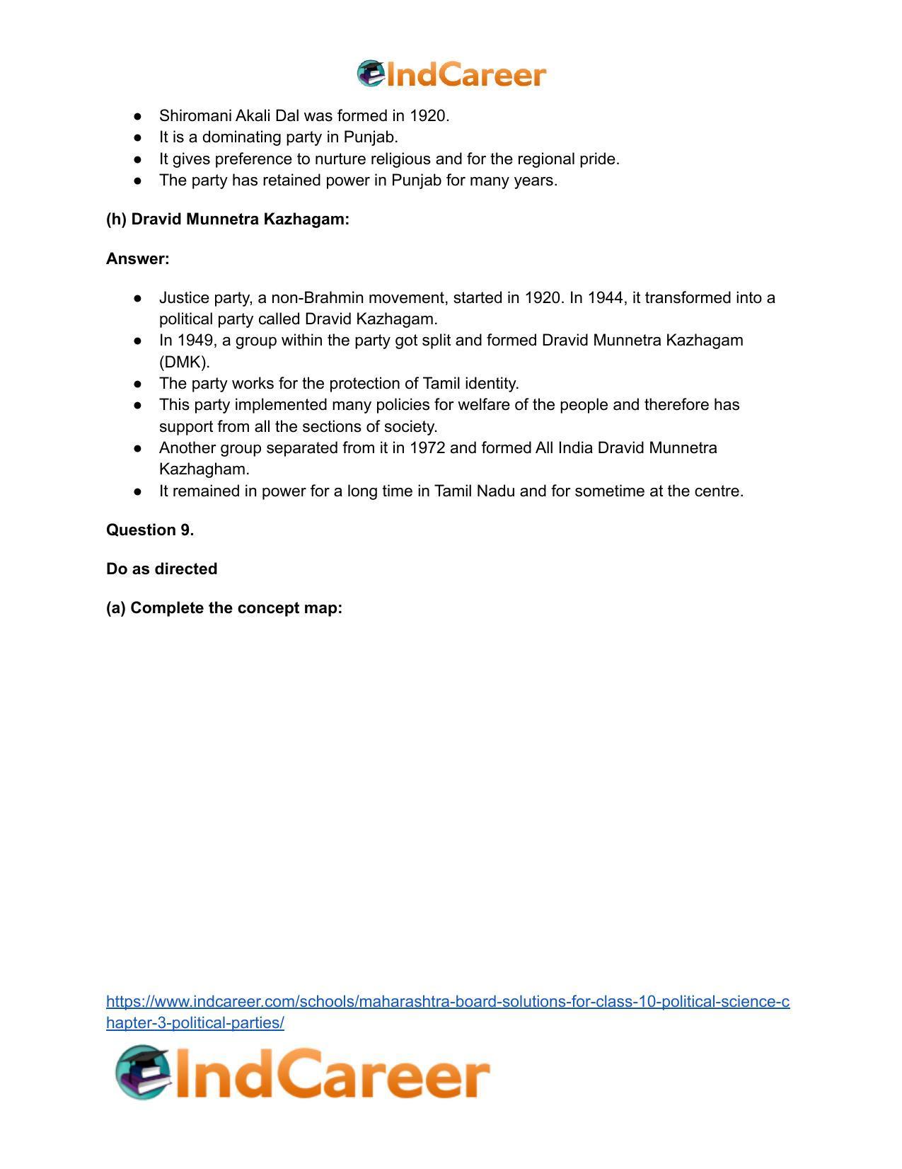 Maharashtra Board Solutions for Class 10- Political Science: Chapter 3- Political Parties - Page 14