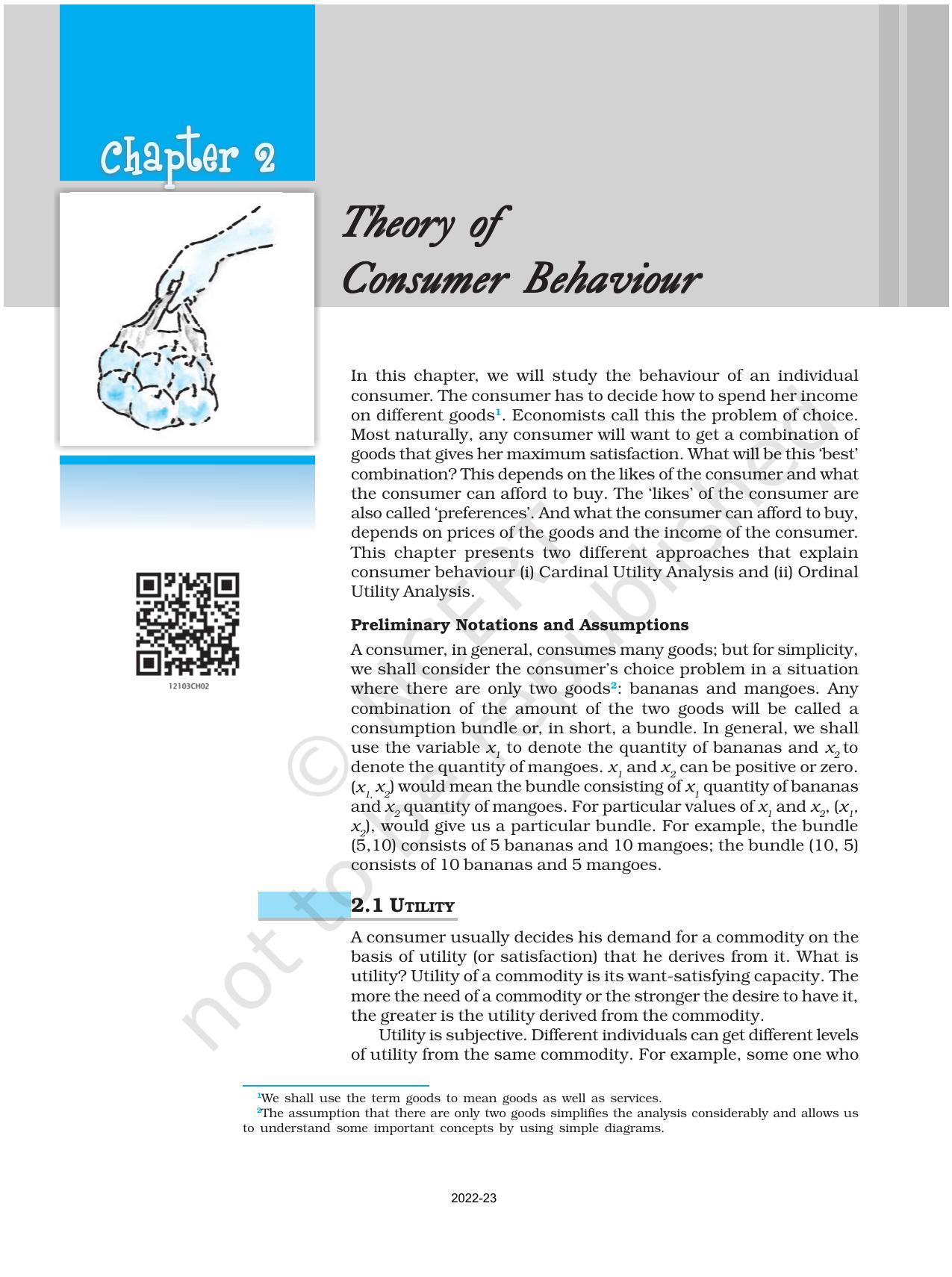 NCERT Book for Class 12 Economics (Microeconomics) Chapter 2 Theory of Consumer Behaviour - Page 1