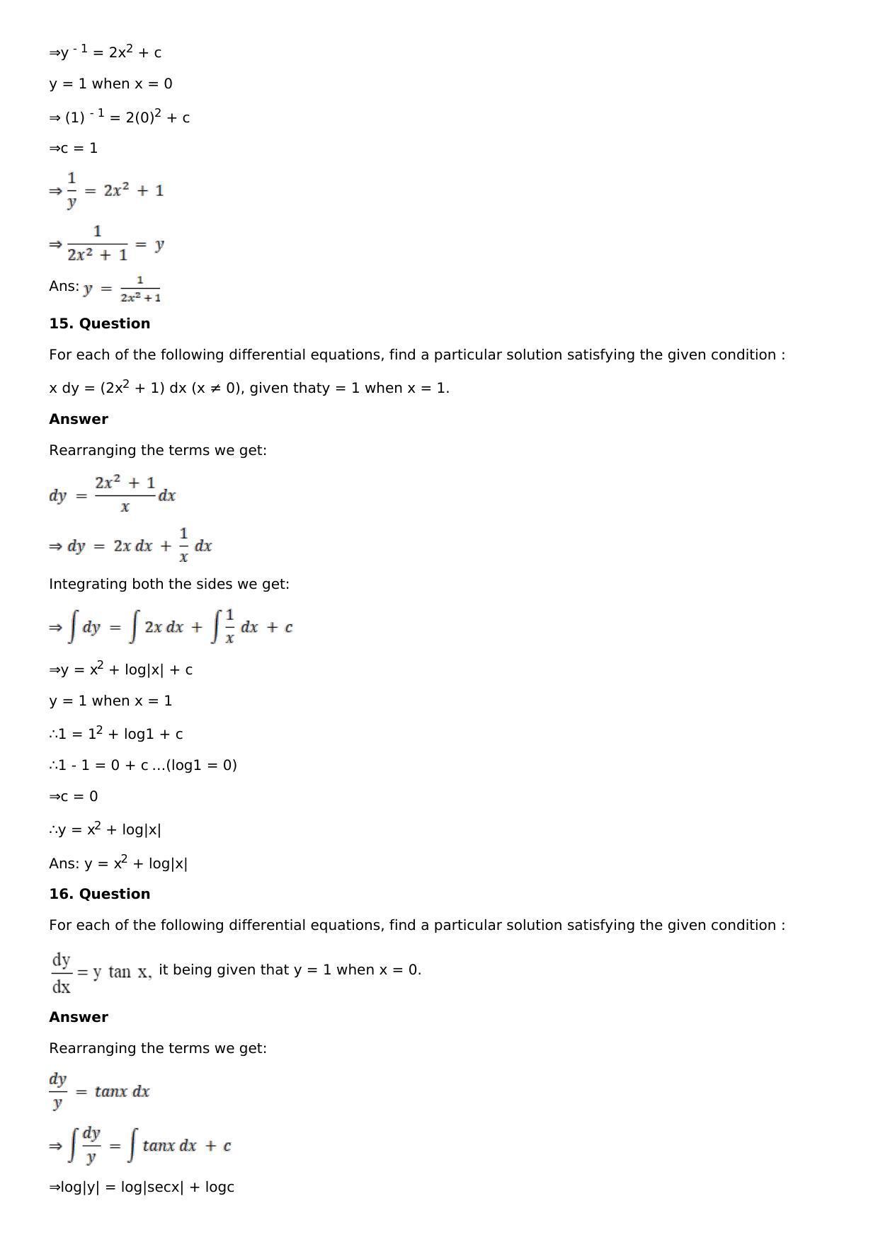 Chapter 19: Differential Equations with Variable Separable Solutions: RS Aggarwal Class 12 Solutions - Page 7