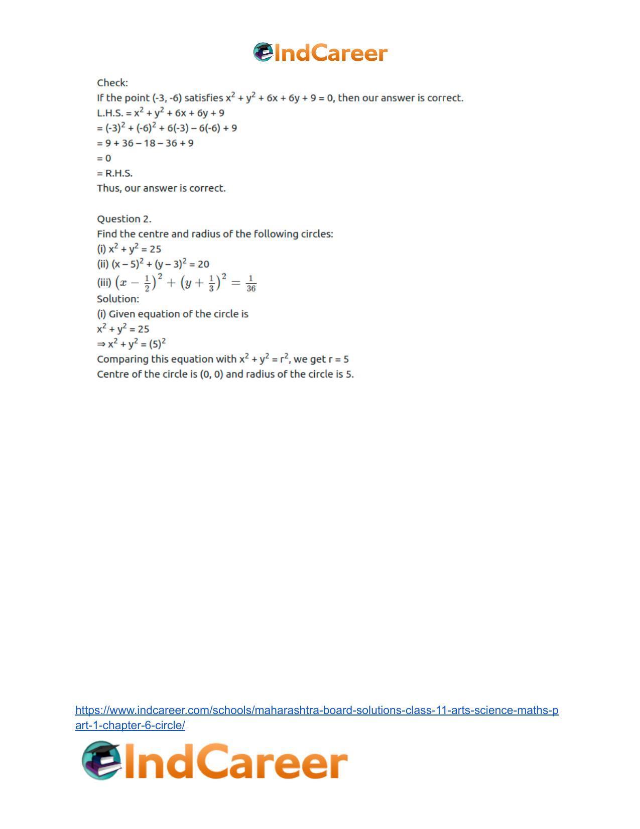 Maharashtra Board Solutions Class 11-Arts & Science Maths (Part 1): Chapter 6- Circle - Page 5