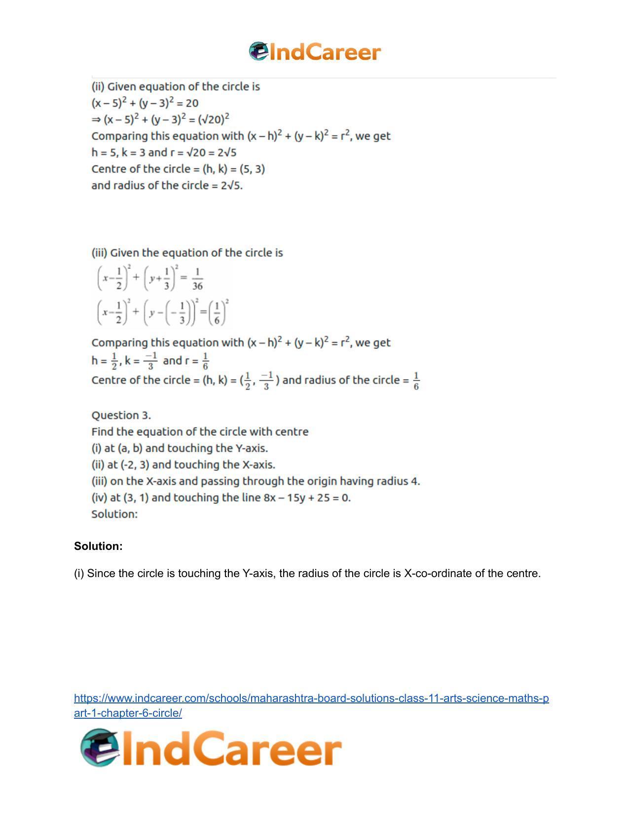Maharashtra Board Solutions Class 11-Arts & Science Maths (Part 1): Chapter 6- Circle - Page 6