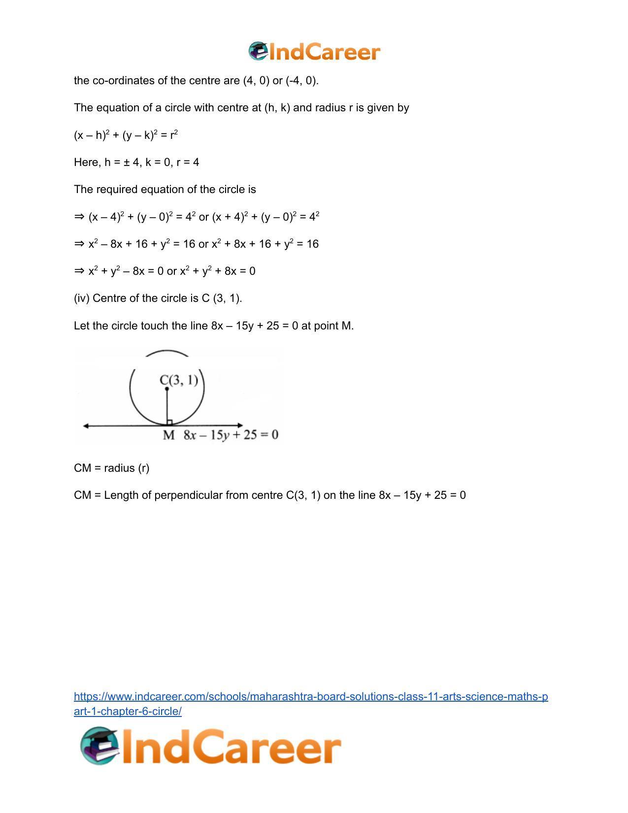 Maharashtra Board Solutions Class 11-Arts & Science Maths (Part 1): Chapter 6- Circle - Page 9