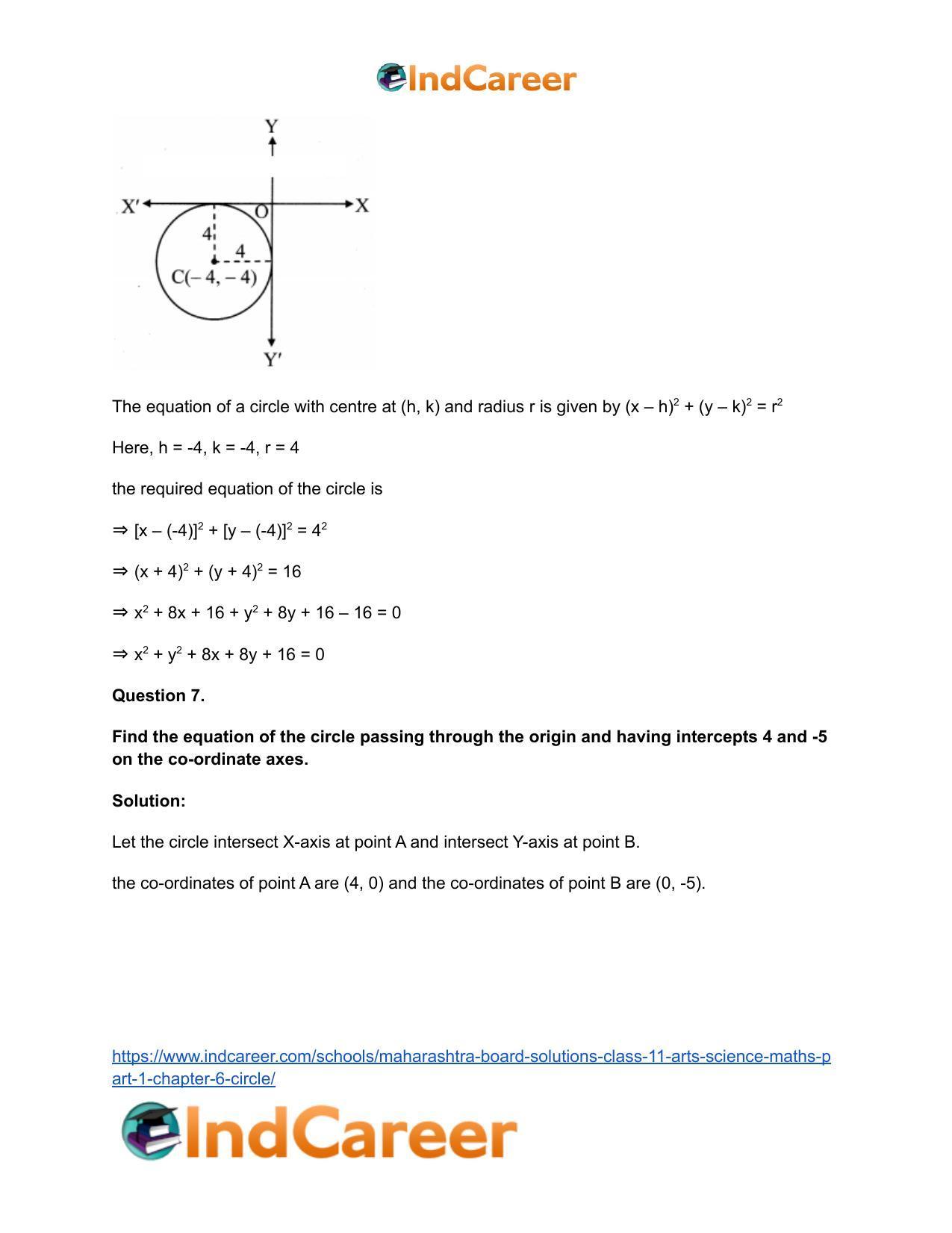 Maharashtra Board Solutions Class 11-Arts & Science Maths (Part 1): Chapter 6- Circle - Page 14
