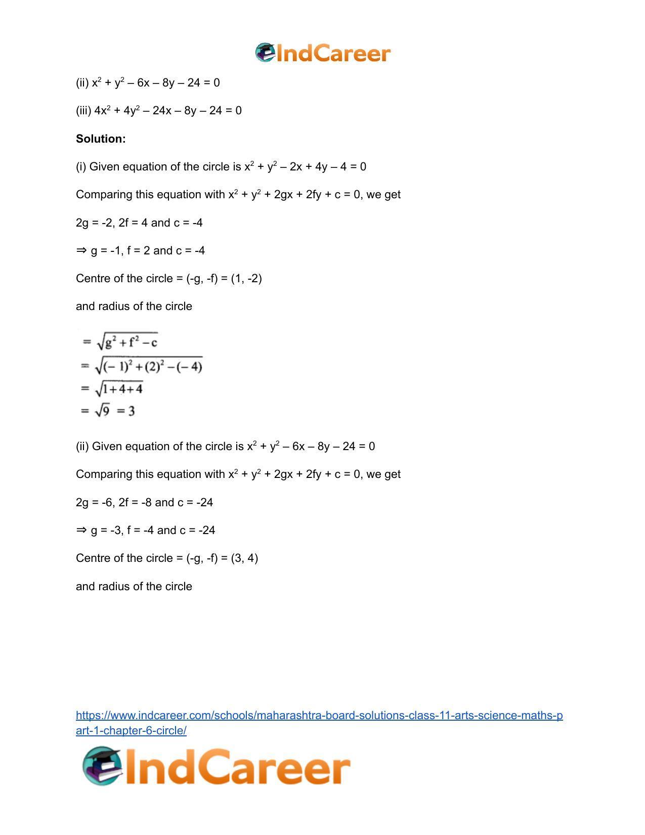 Maharashtra Board Solutions Class 11-Arts & Science Maths (Part 1): Chapter 6- Circle - Page 18