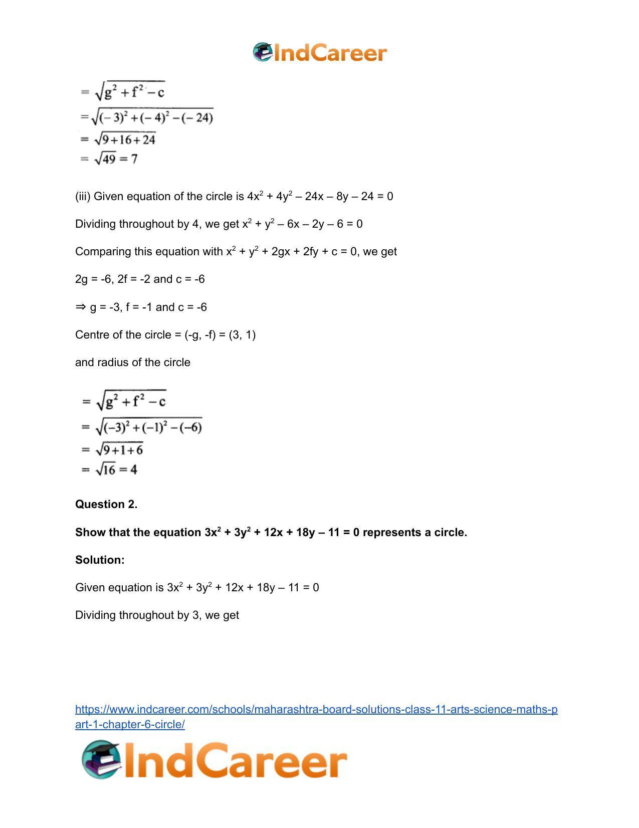 Maharashtra Board Solutions Class 11-Arts & Science Maths (Part 1): Chapter 6- Circle - Page 19