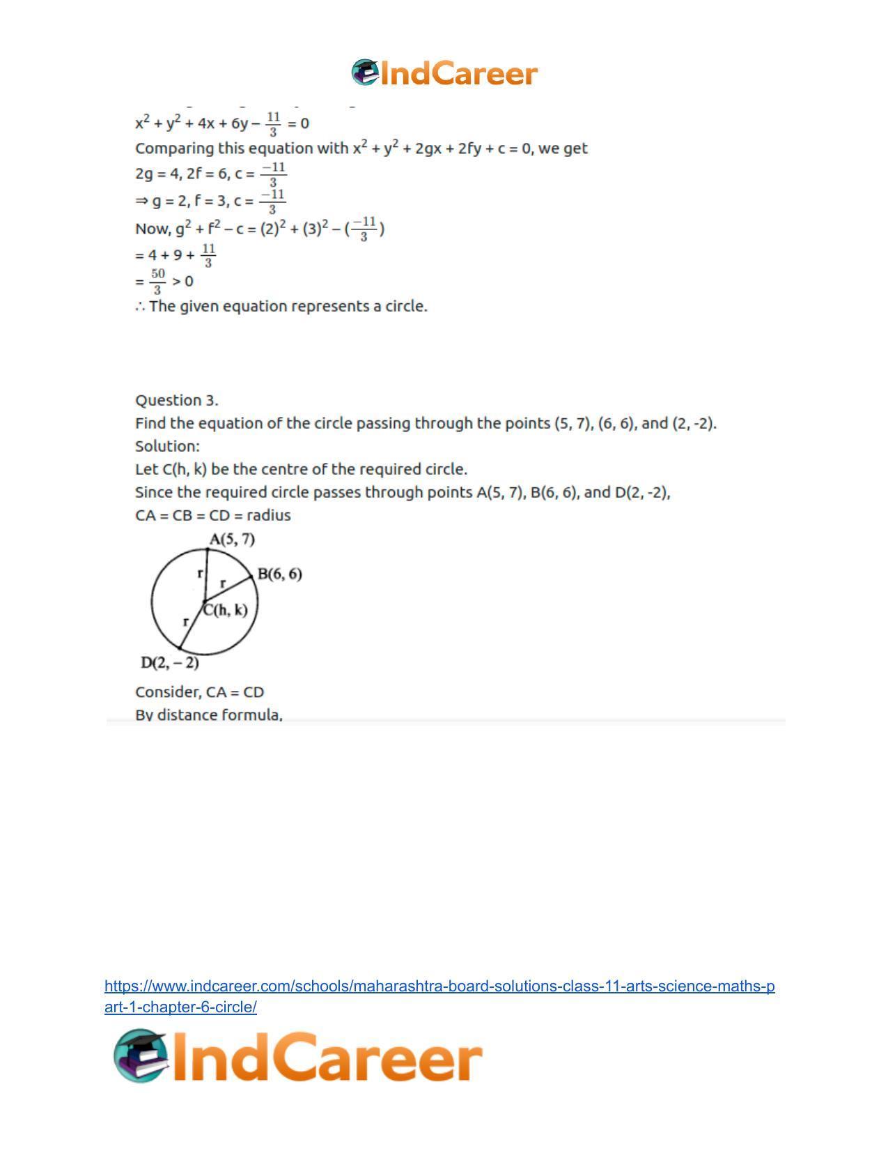 Maharashtra Board Solutions Class 11-Arts & Science Maths (Part 1): Chapter 6- Circle - Page 20