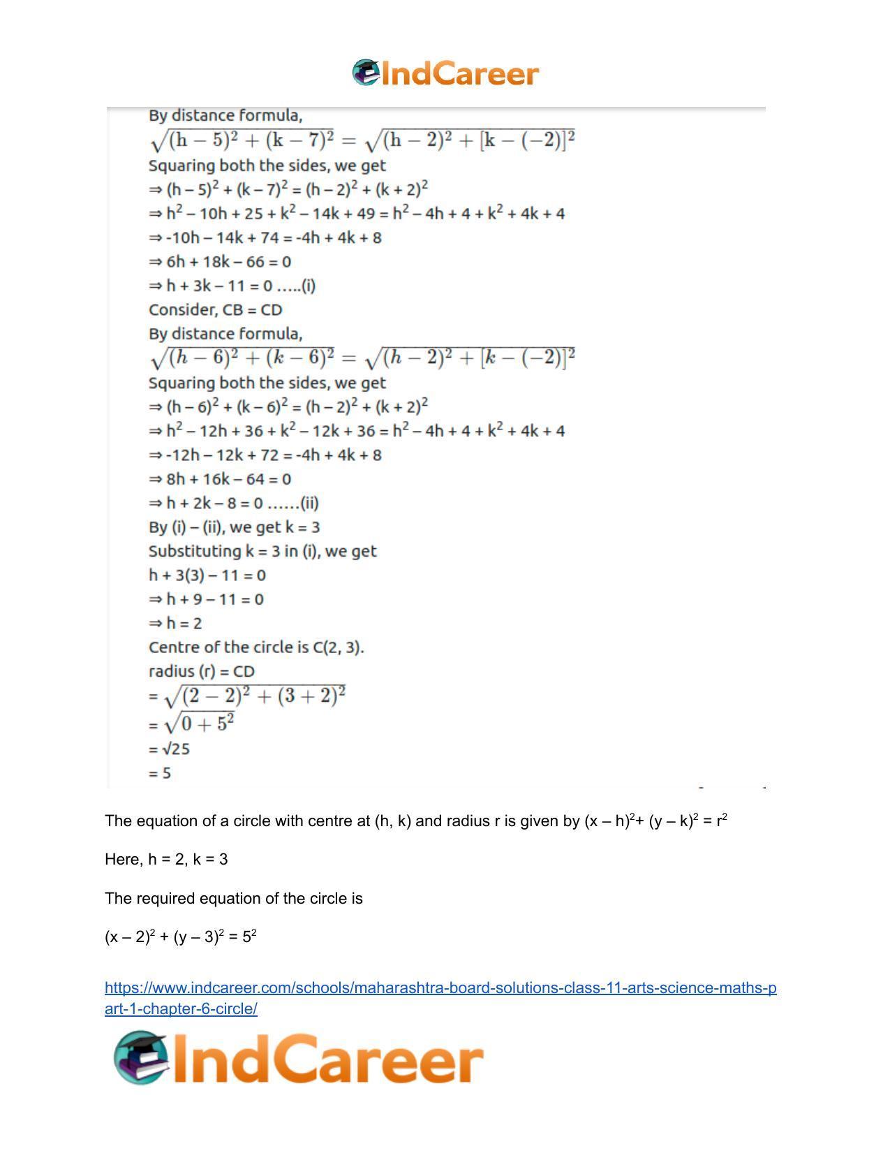 Maharashtra Board Solutions Class 11-Arts & Science Maths (Part 1): Chapter 6- Circle - Page 21