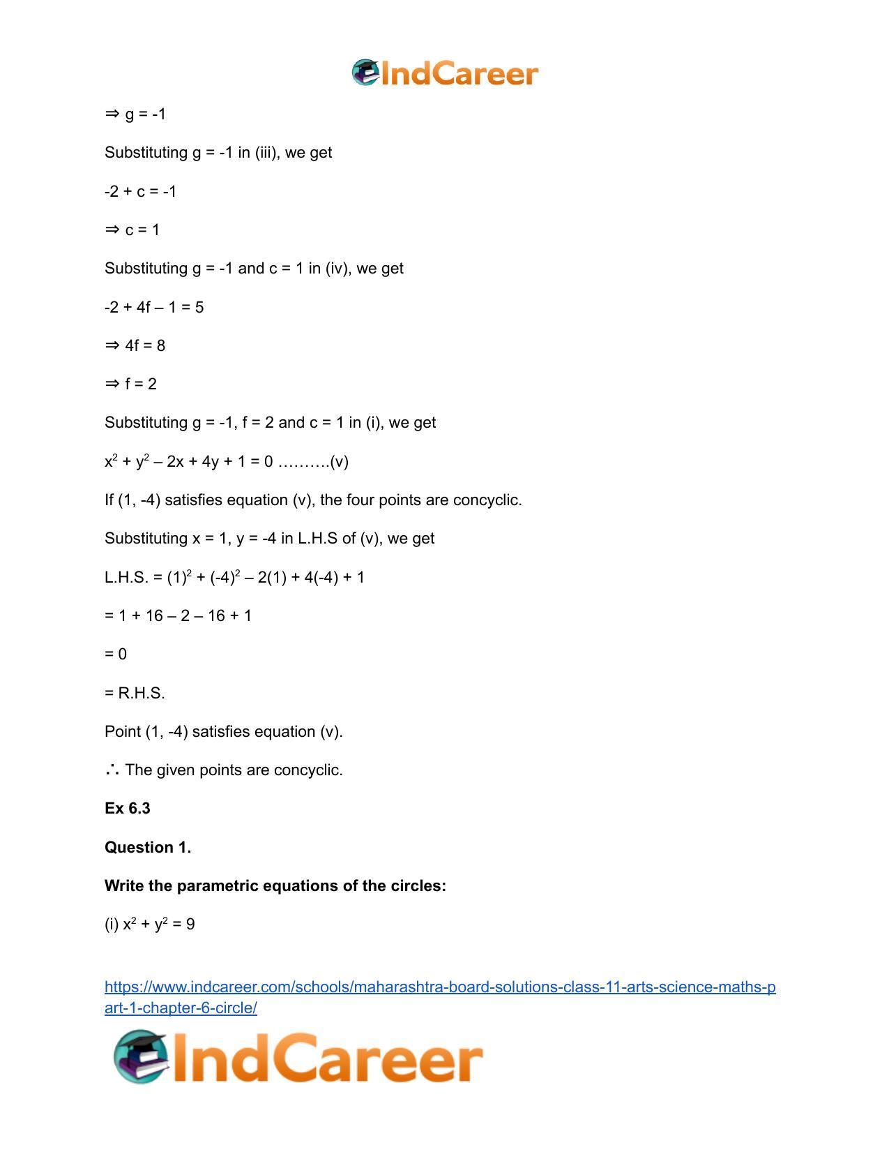 Maharashtra Board Solutions Class 11-Arts & Science Maths (Part 1): Chapter 6- Circle - Page 23
