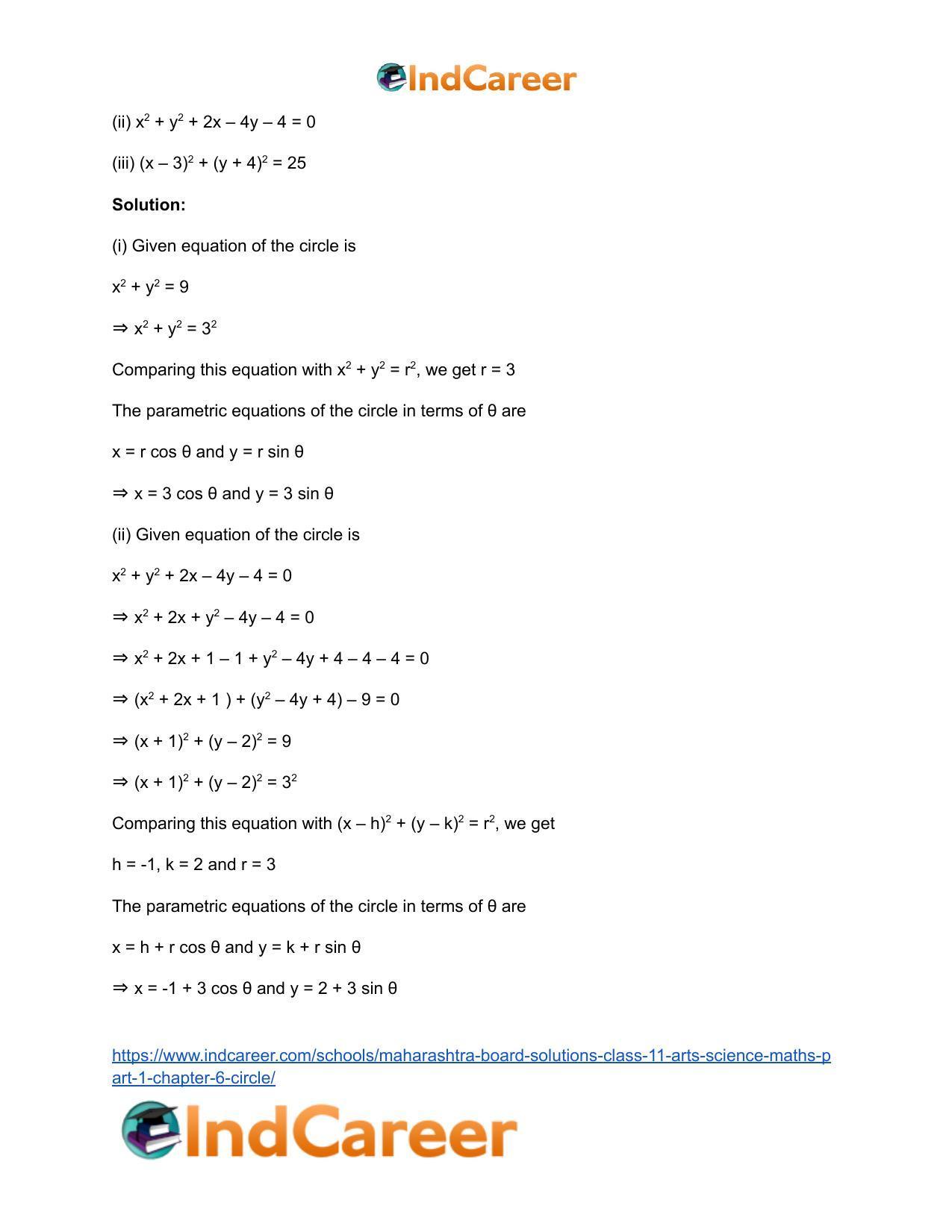 Maharashtra Board Solutions Class 11-Arts & Science Maths (Part 1): Chapter 6- Circle - Page 24