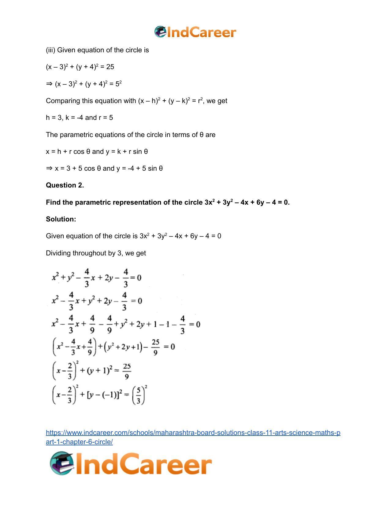 Maharashtra Board Solutions Class 11-Arts & Science Maths (Part 1): Chapter 6- Circle - Page 25