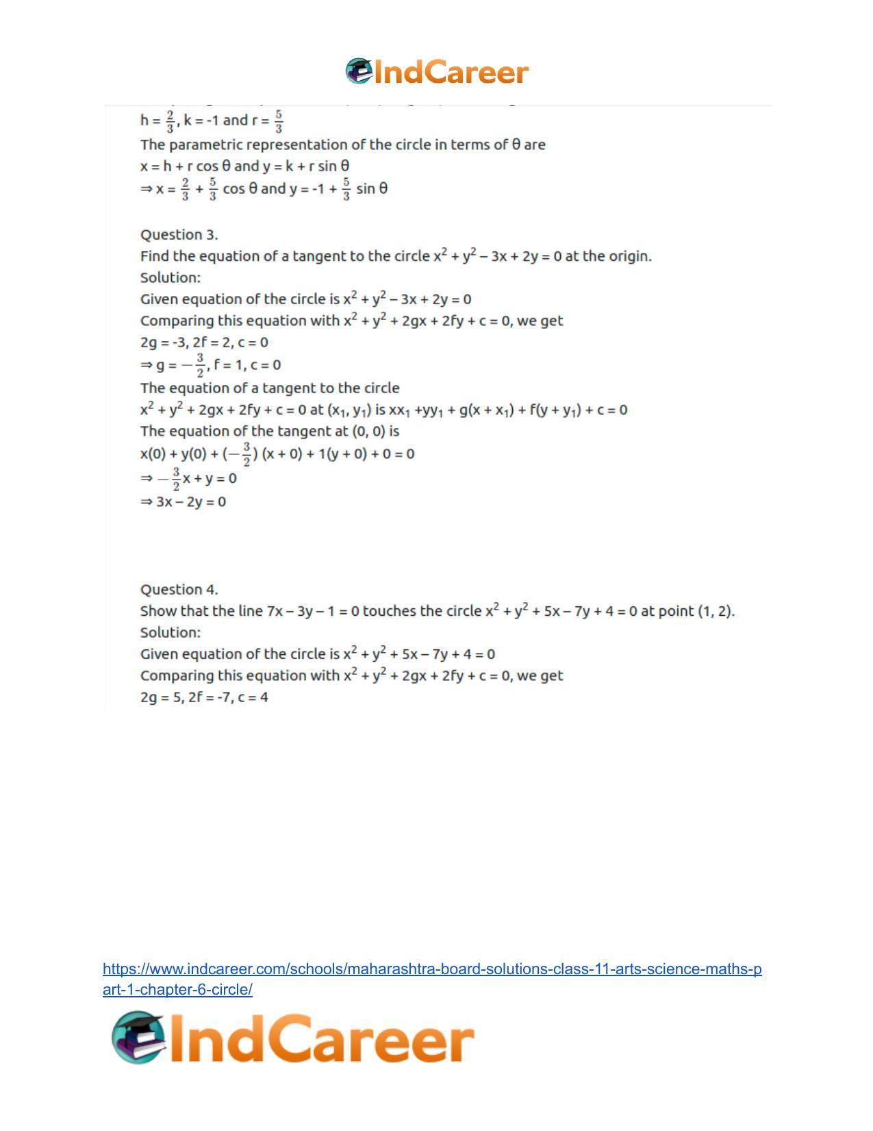 Maharashtra Board Solutions Class 11-Arts & Science Maths (Part 1): Chapter 6- Circle - Page 27
