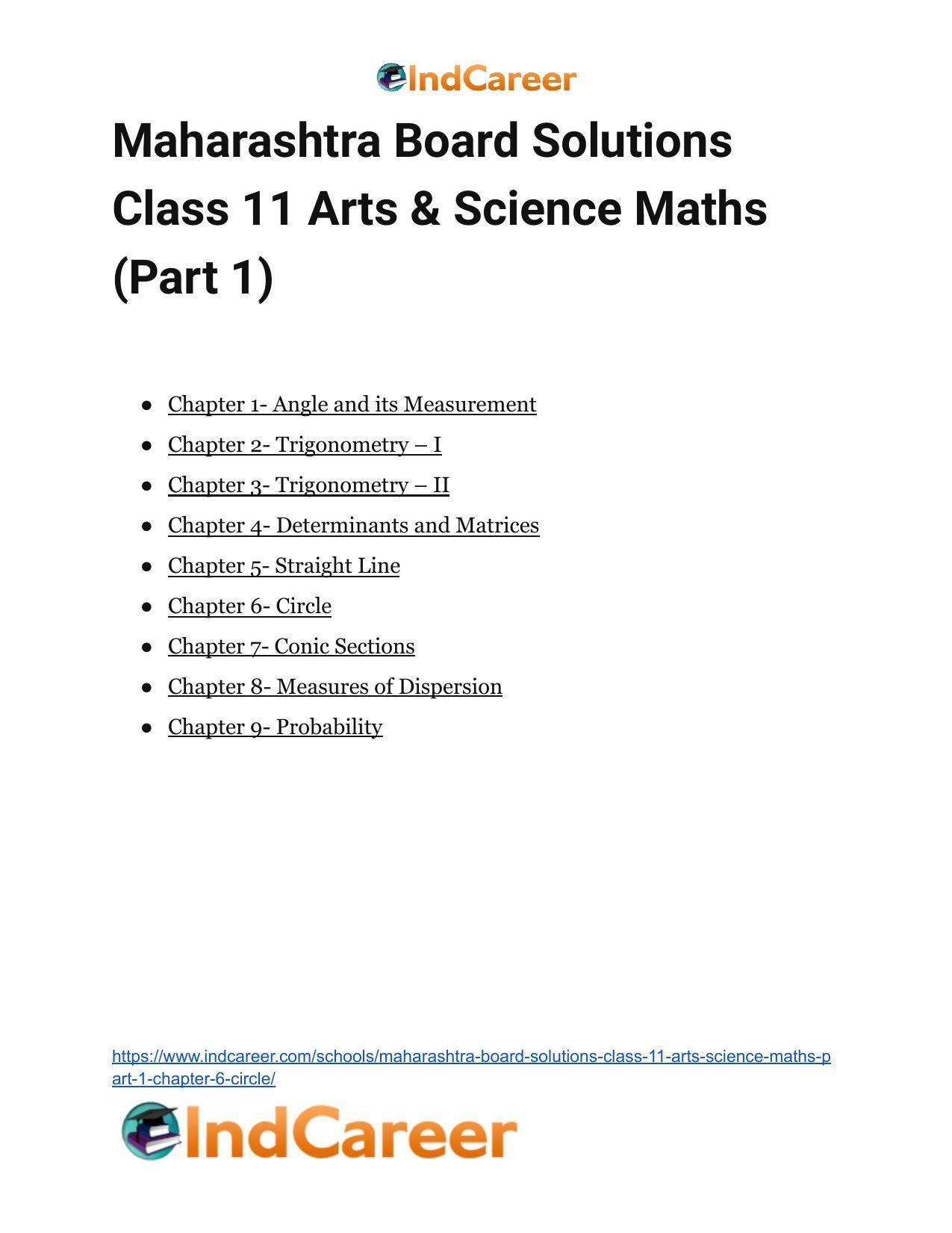 Maharashtra Board Solutions Class 11-Arts & Science Maths (Part 1): Chapter 6- Circle - Page 29