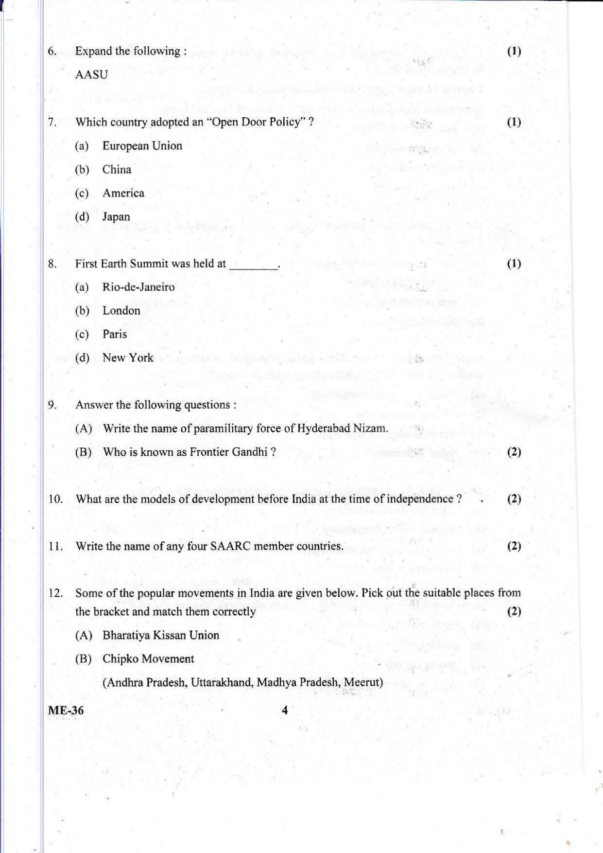 Kerala Plus Two 2021 Political Science Model Question Paper - Page 4