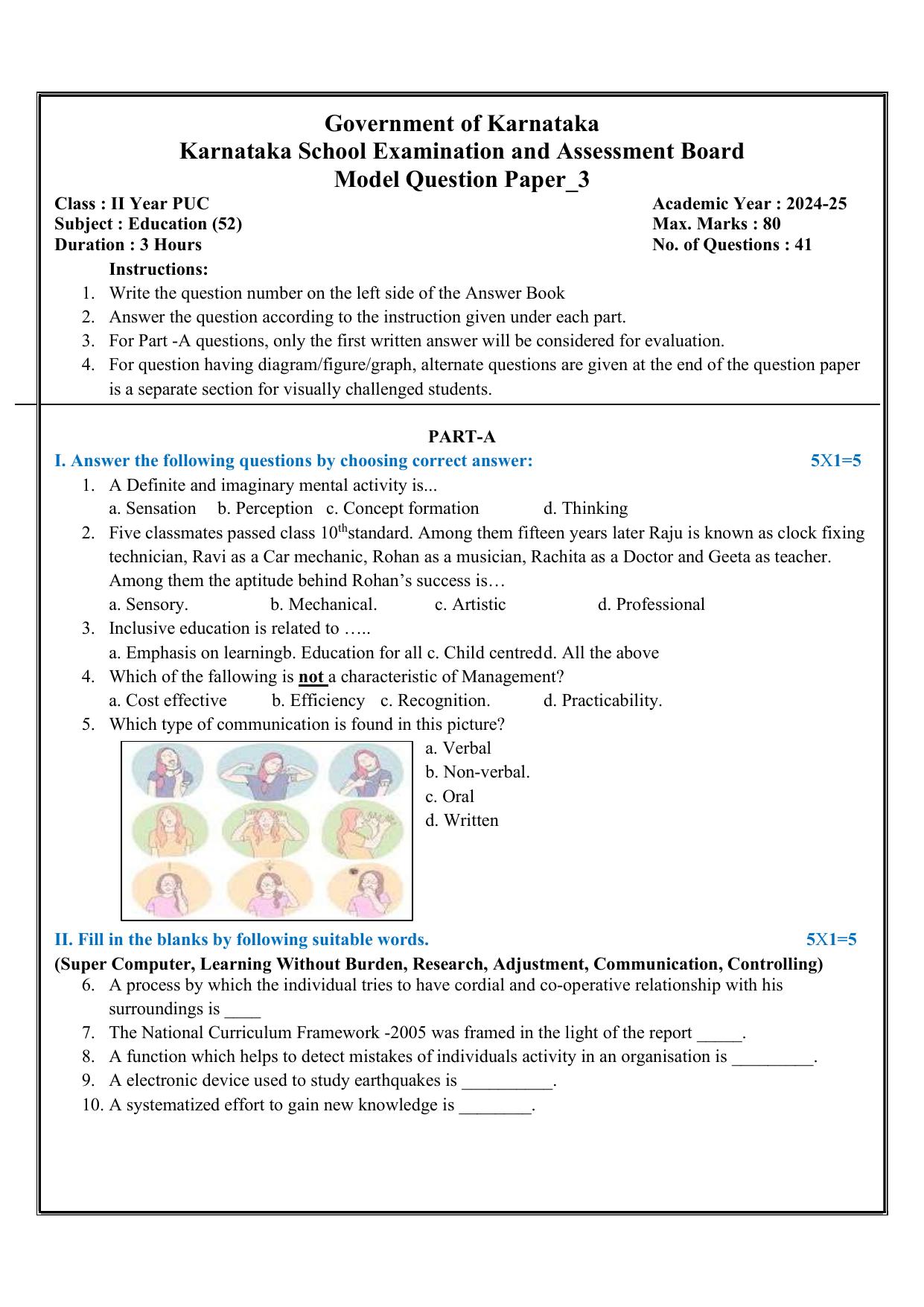 Karnataka II PUC Education Model Question Paper III 2025 - Page 4