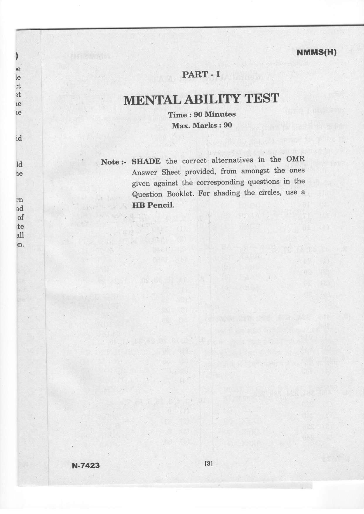 Telangana NMMS Dec 2023 Hindi Question Paper - Page 3