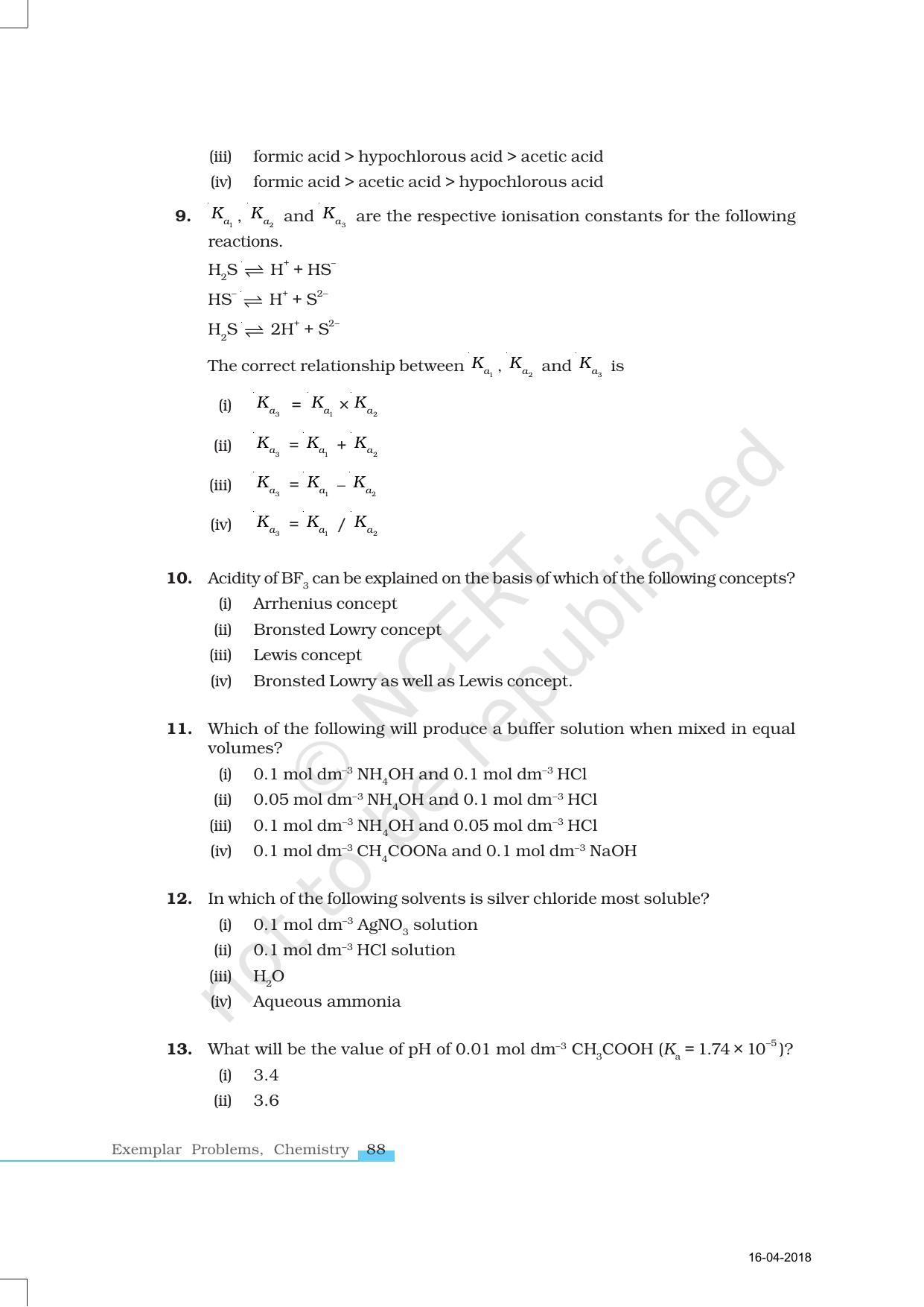 NCERT Exemplar Book for Class 11 Chemistry: Chapter 7 Equilibrium - Page 3