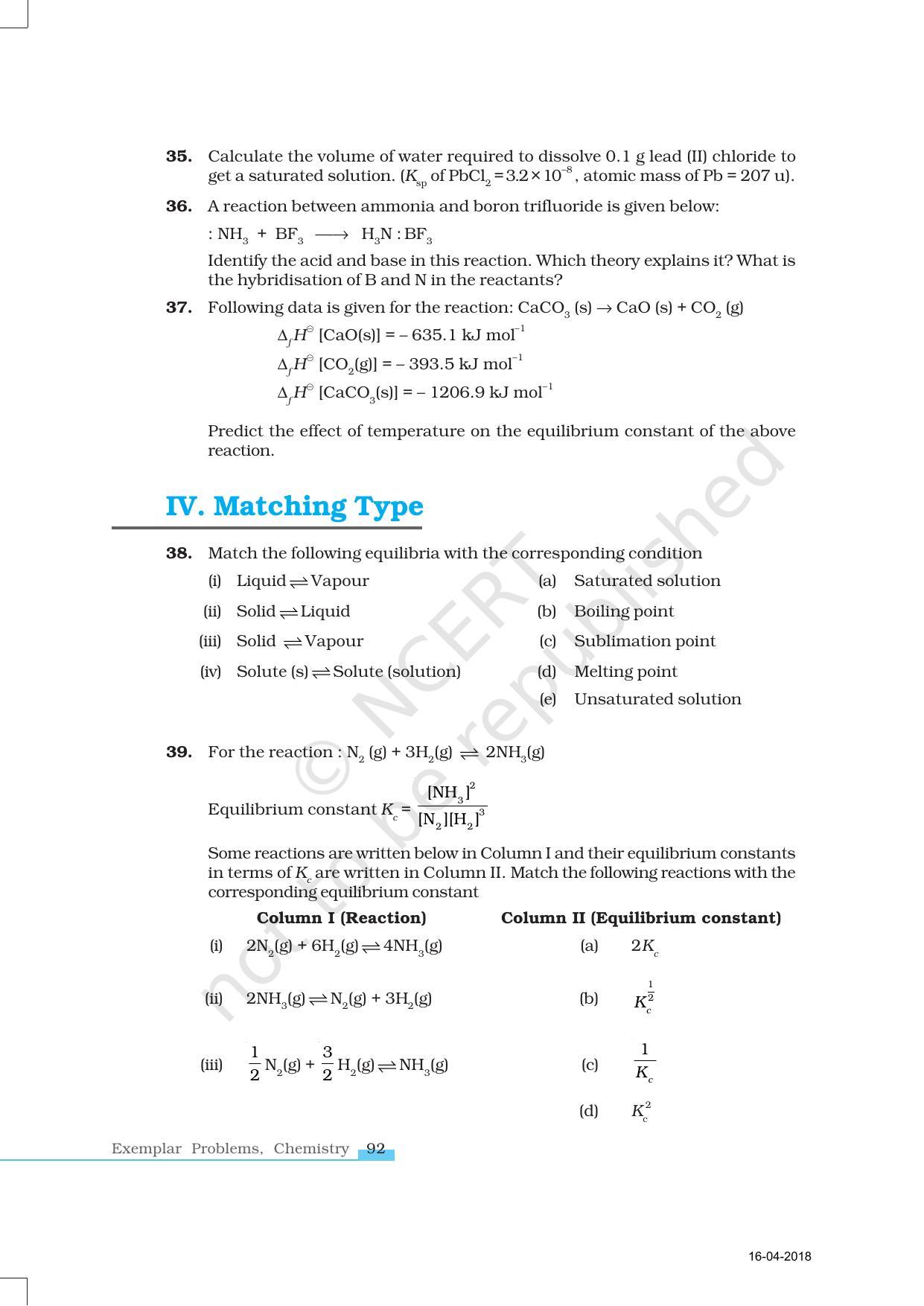NCERT Exemplar Book for Class 11 Chemistry: Chapter 7 Equilibrium - Page 7