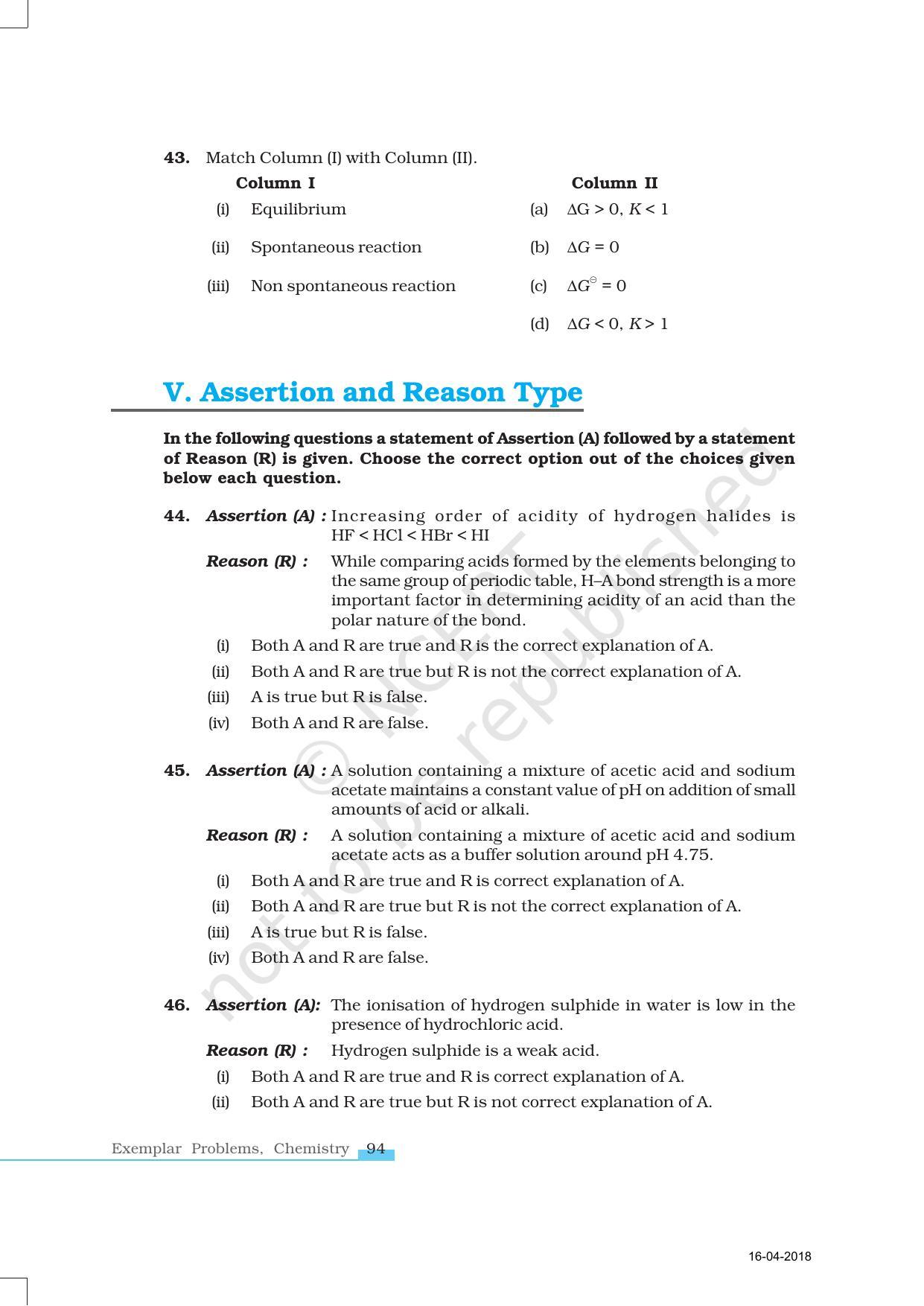 NCERT Exemplar Book for Class 11 Chemistry: Chapter 7 Equilibrium - Page 9