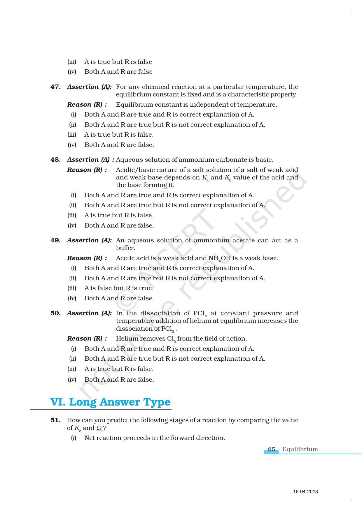 NCERT Exemplar Book for Class 11 Chemistry: Chapter 7 Equilibrium - Page 10
