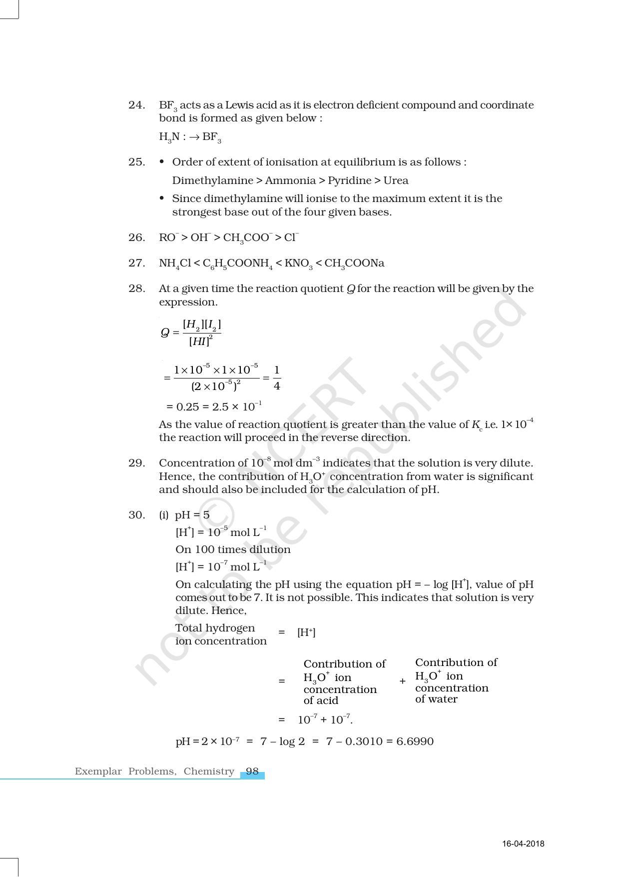 NCERT Exemplar Book for Class 11 Chemistry: Chapter 7 Equilibrium - Page 13