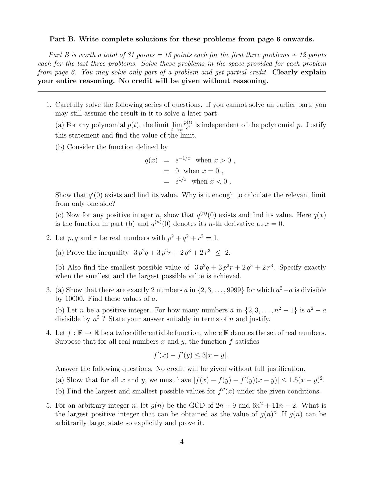 CMI Entrance Exam 2015 Question Paper B.Sc (Hons.) Mathematics and Computer Science - Page 4