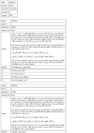 CUET 2022 Question Paper of Persian