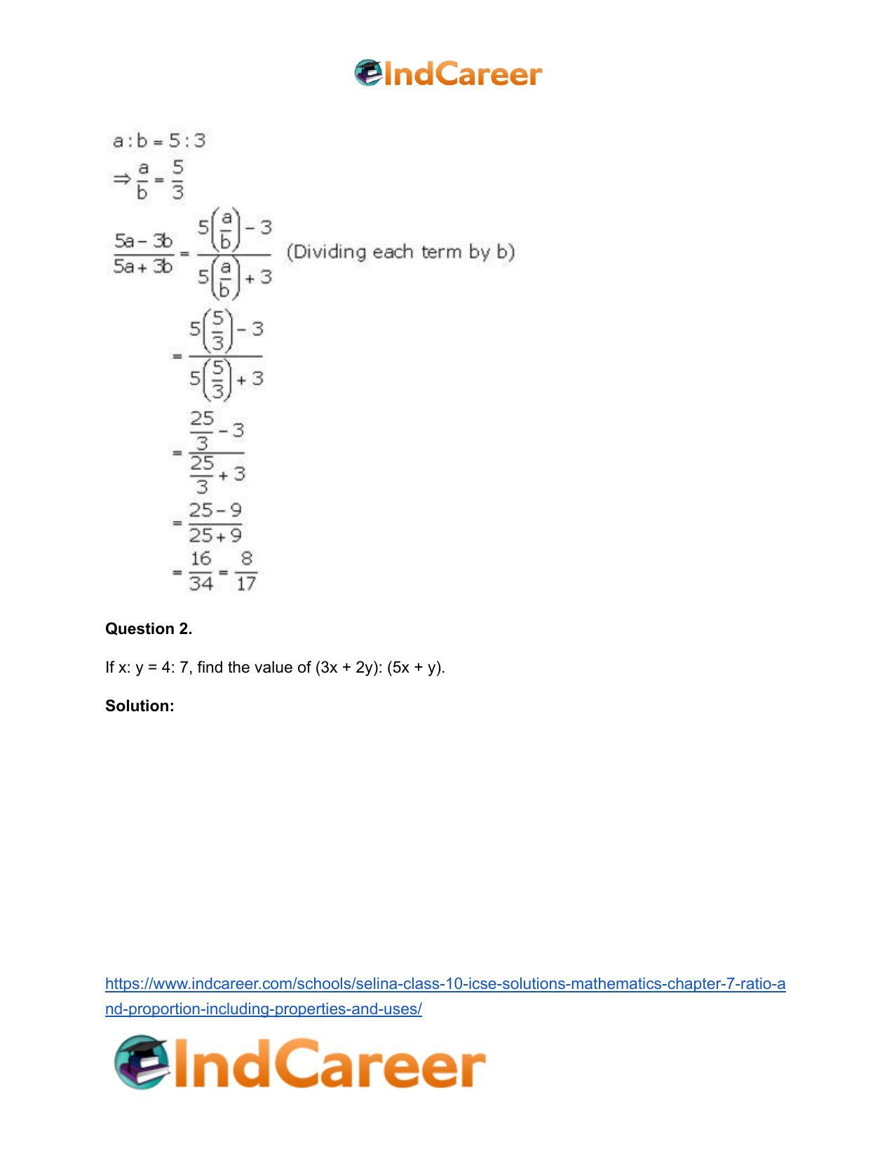 Selina Class 10 ICSE Solutions Mathematics : Chapter 7 - Ratio and Proportion (Including Properties and Uses) - Page 3