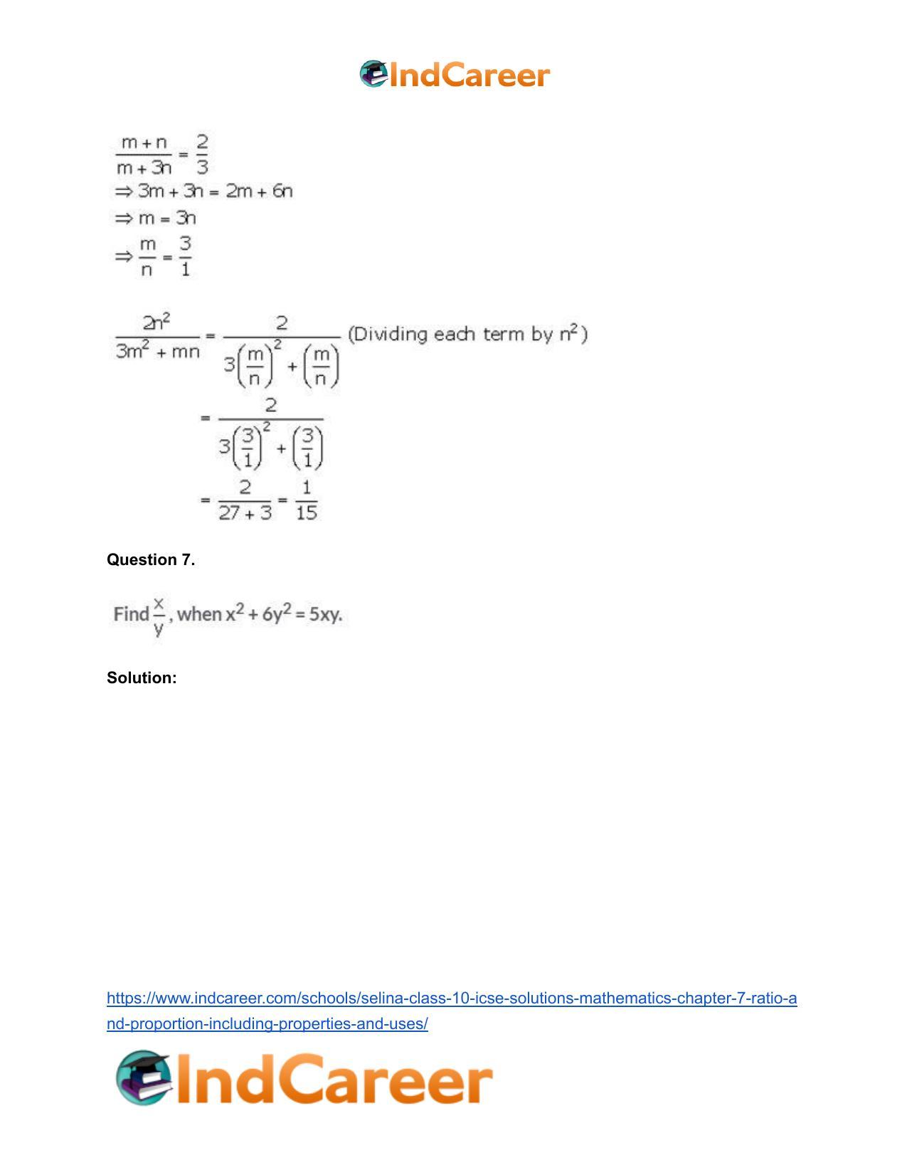 Selina Class 10 ICSE Solutions Mathematics : Chapter 7 - Ratio and Proportion (Including Properties and Uses) - Page 8