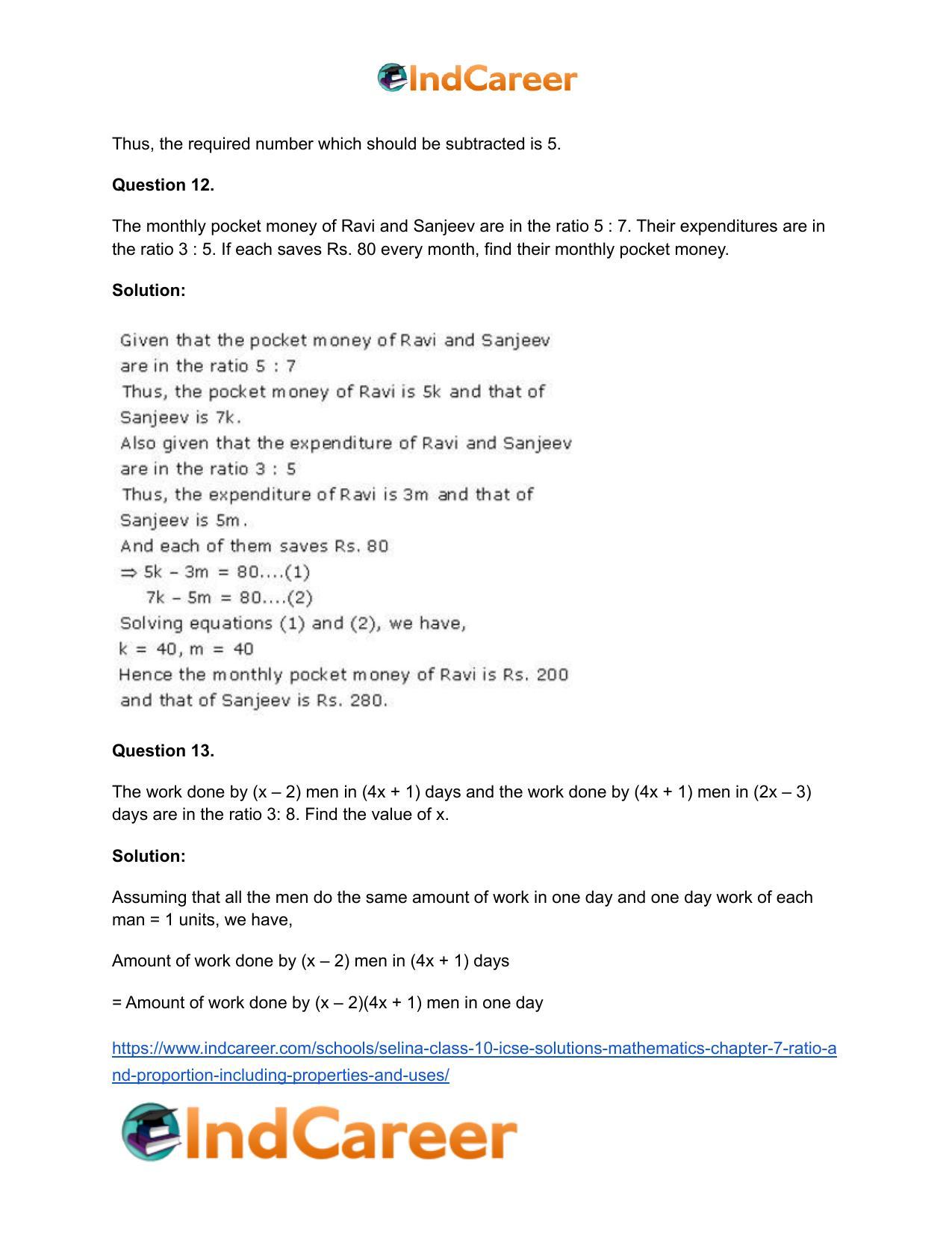 Selina Class 10 ICSE Solutions Mathematics : Chapter 7 - Ratio and Proportion (Including Properties and Uses) - Page 12