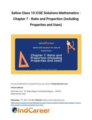 Selina Class 10 ICSE Solutions Mathematics : Chapter 7 - Ratio and Proportion (Including Properties and Uses)