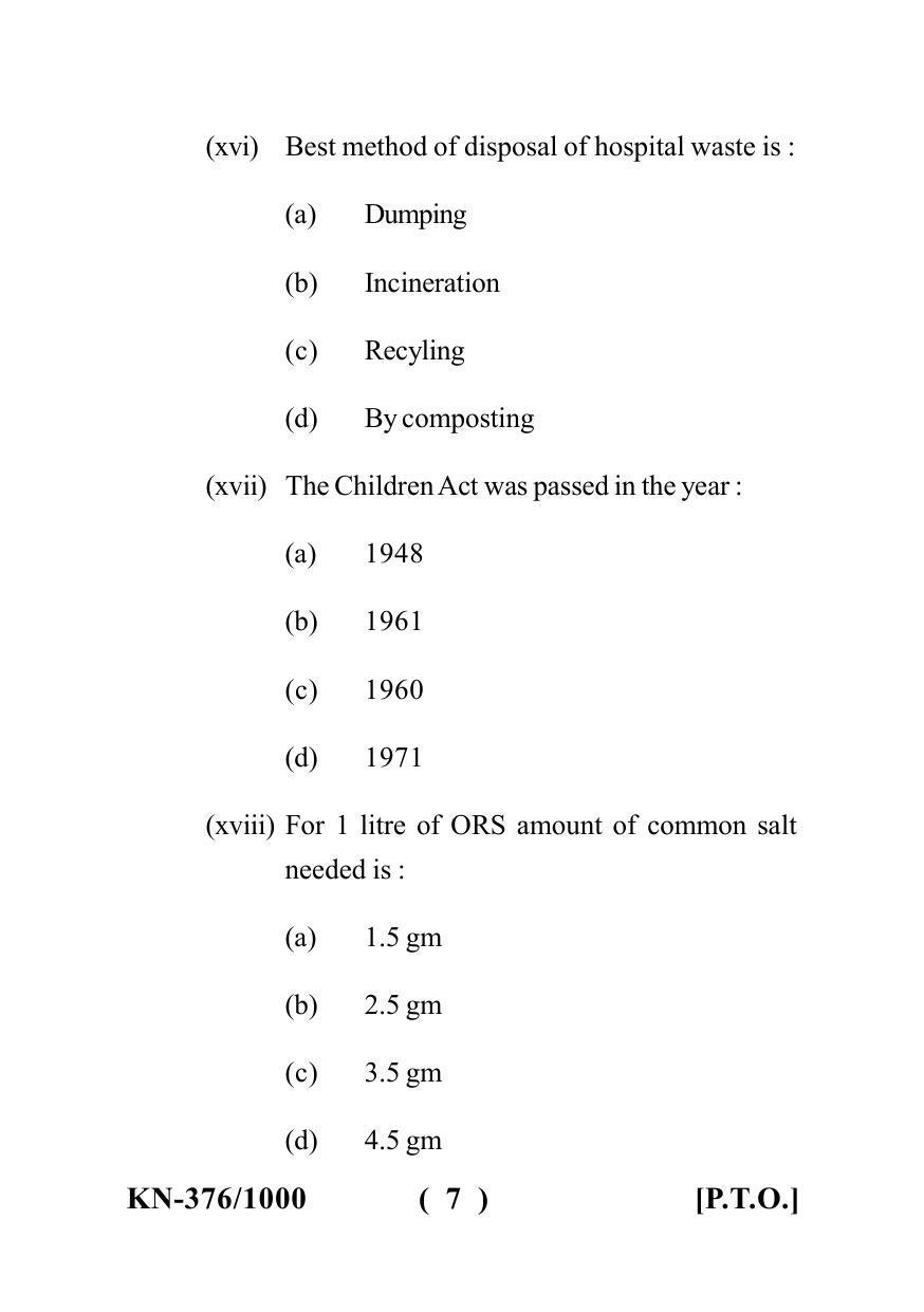 Sarguja University Question Paper - 2022 : Diploma In Pharmacy Part-I Social Pharmacy Paper I - Page 7