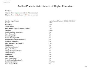 AP EAPCET 2022 - 12th July 2022 - Agricultureand Pharmacy Question Paper With Preliminary Keys Shift 2