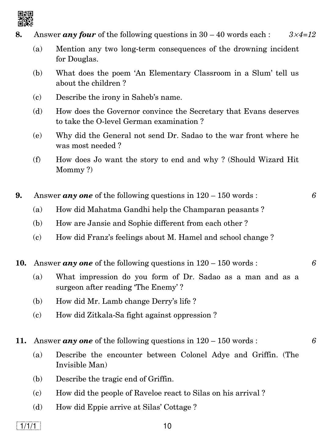 CBSE Class 12 1-1-1 ENGLISH CORE 2019 Compartment Question Paper - Page 10