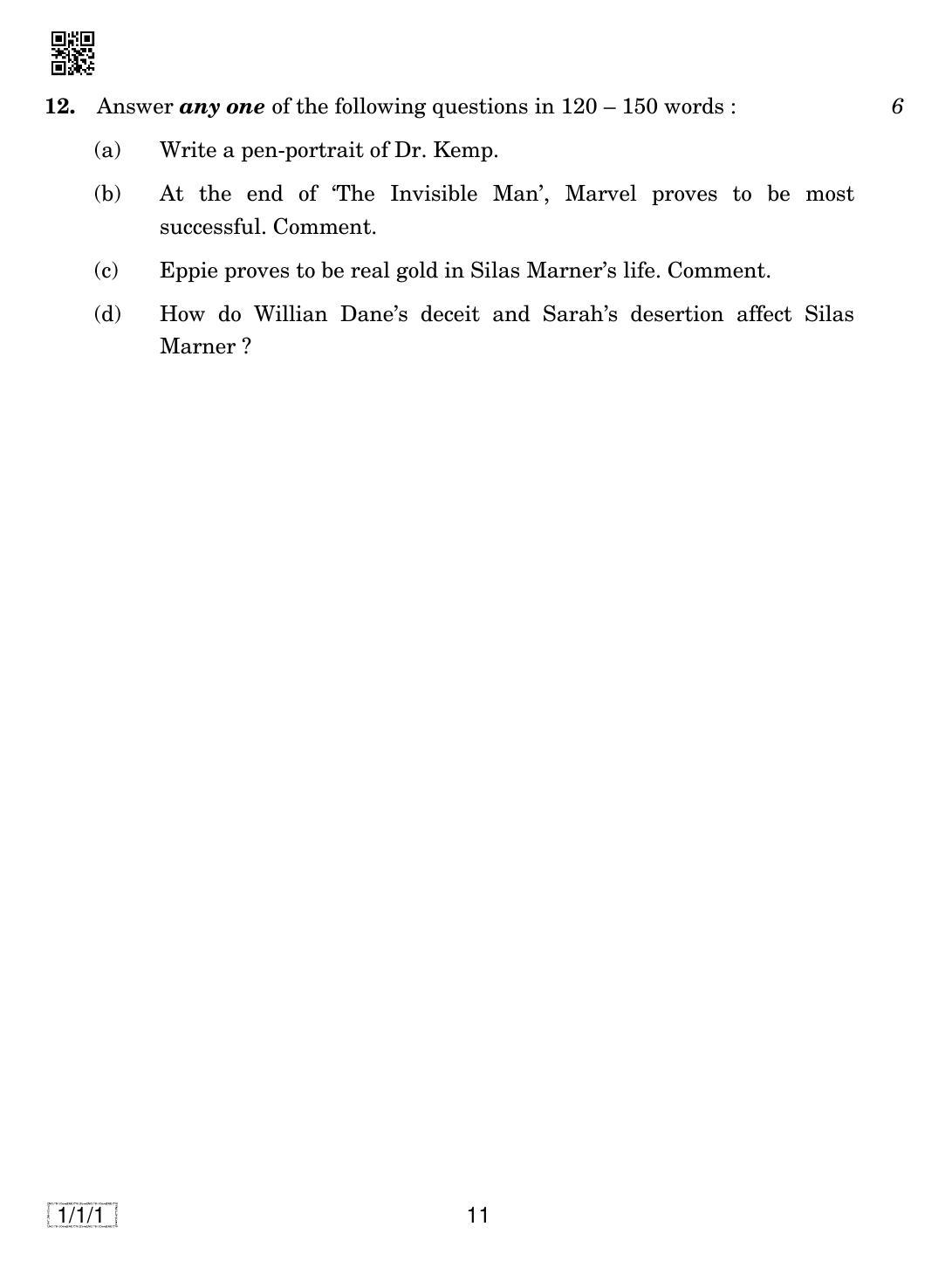 CBSE Class 12 1-1-1 ENGLISH CORE 2019 Compartment Question Paper - Page 11