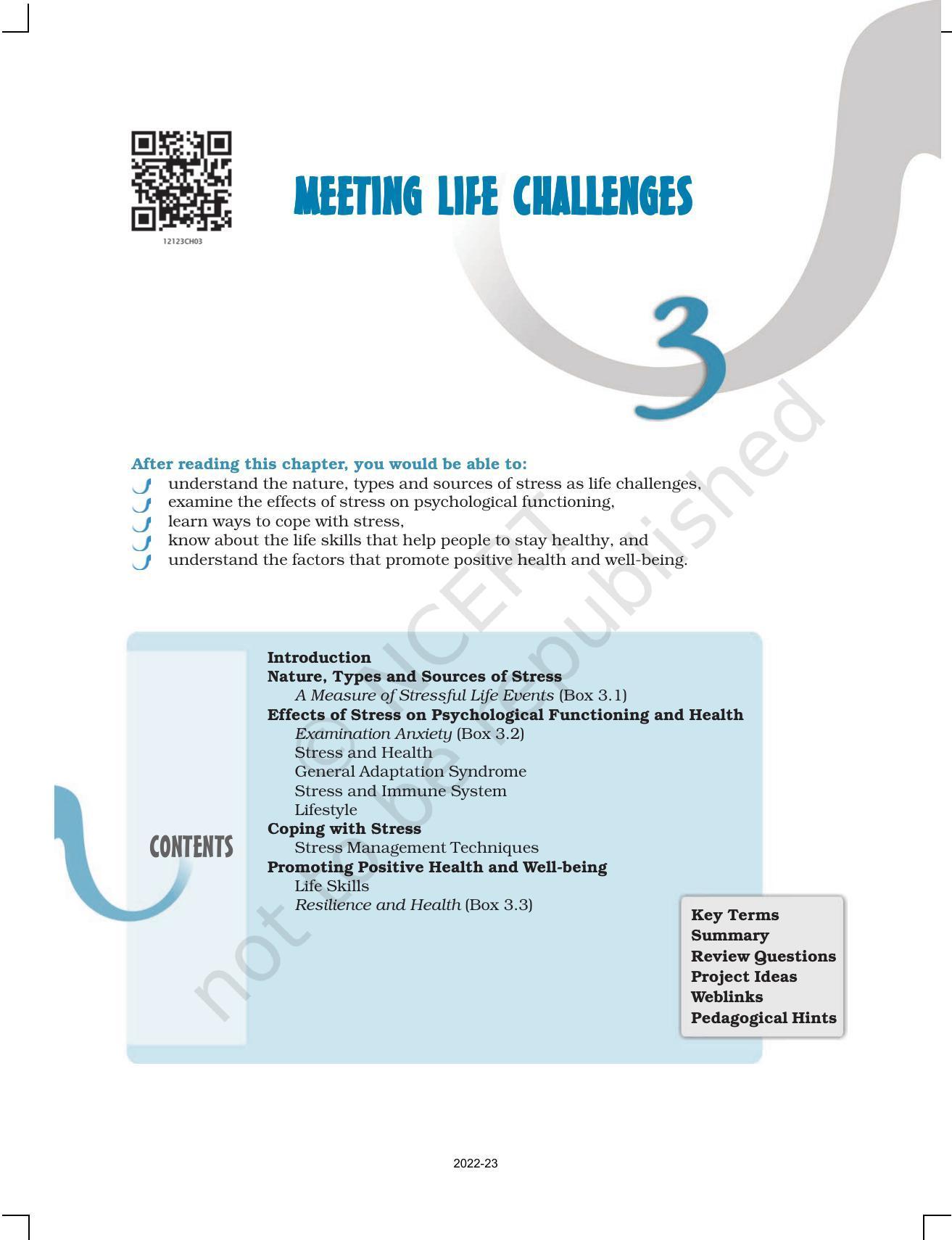 NCERT Book for Class 12 Psychology Chapter 3 Meeting Life Challenges - Page 1