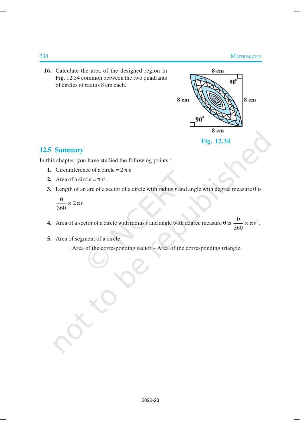 NCERT Book for Class 10 Maths Chapter 12 Area Related to Circles - Page 16