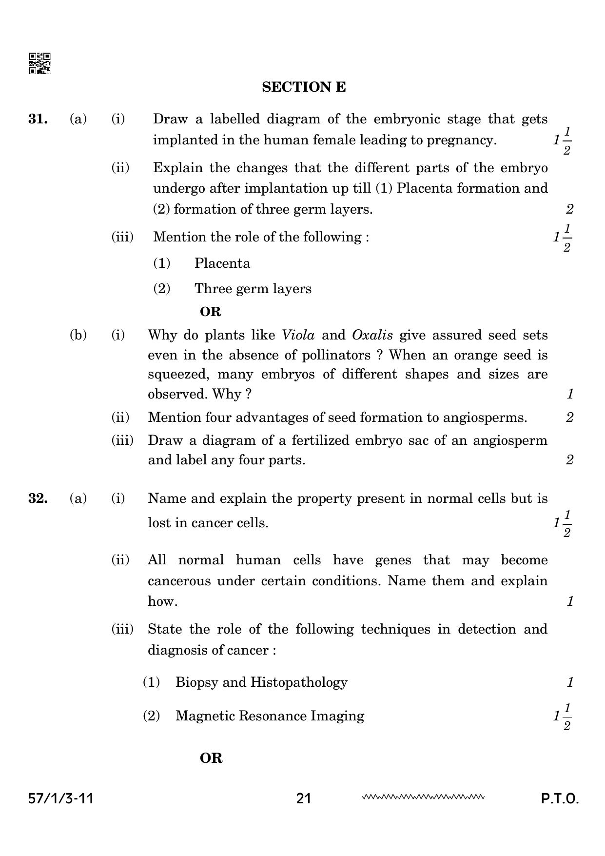 CBSE Class 12 57 1 3 Biology 2024 Question Paper - Page 21