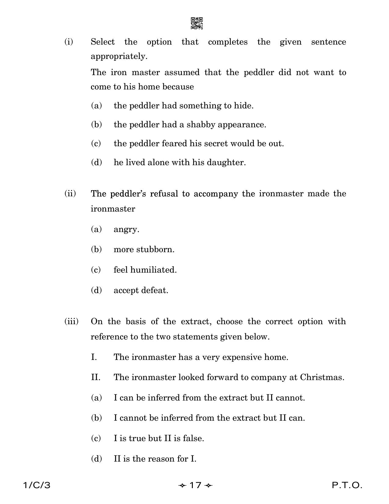 CBSE Class 12 1-3 English Core 2023 (Compartment) Question Paper - Page 17